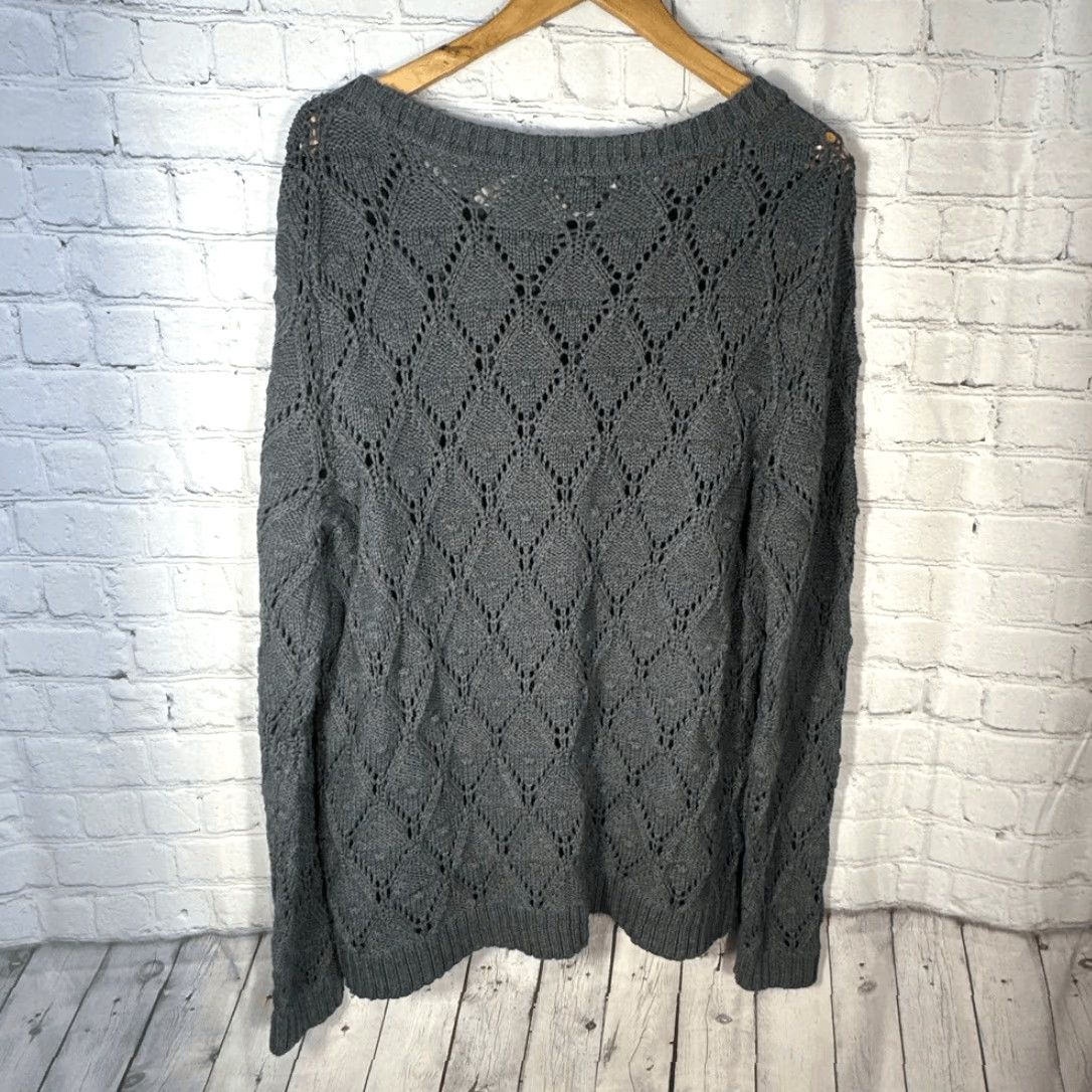 Tommy Hilfiger Tommy Hilfiger Diamond Knit Sweater Womens XL Gray Crew Neck Preppy Golf Pullover Size XL / US 12-14 / IT 48-50 - 4 Thumbnail