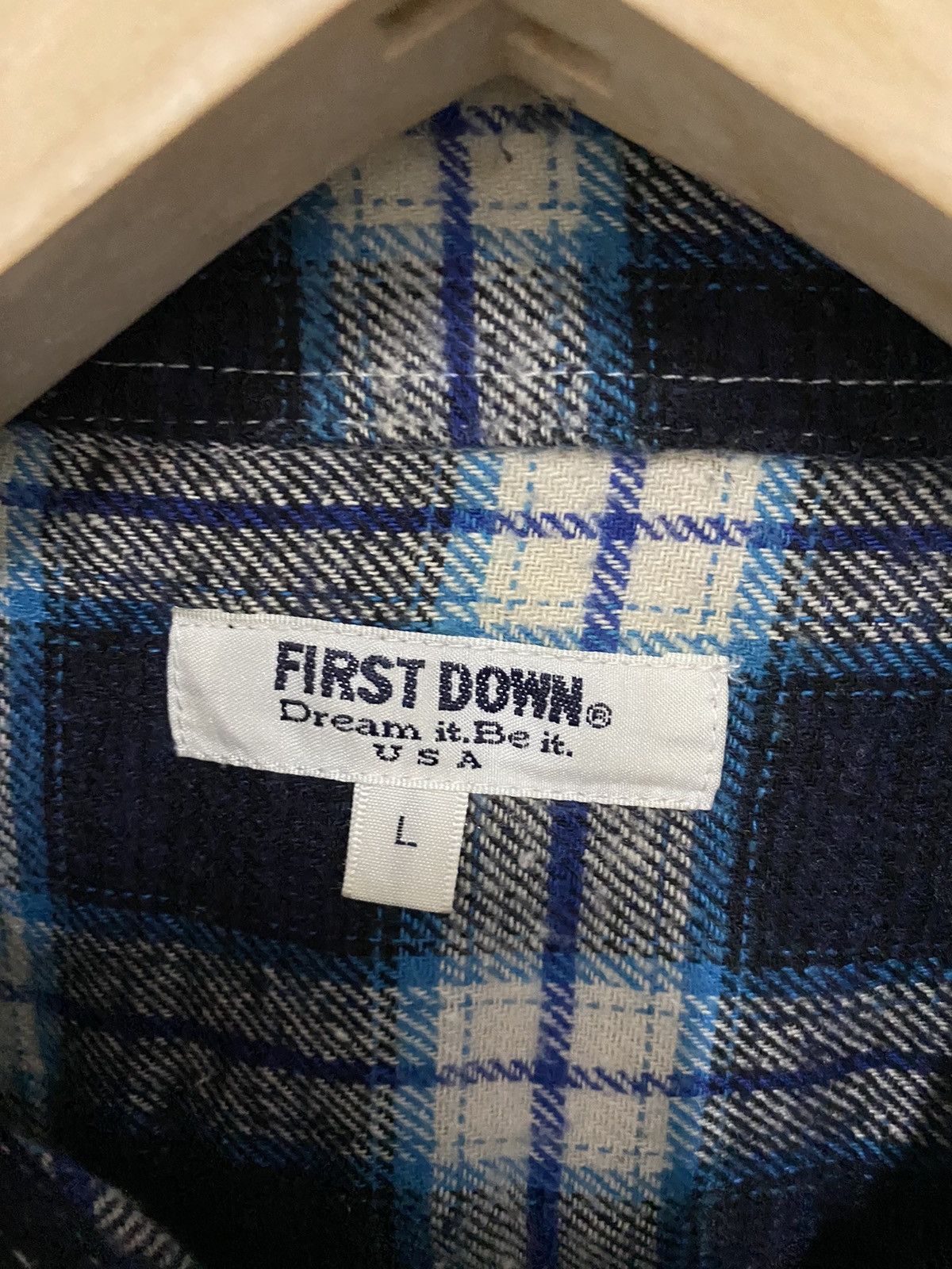 Japanese Brand × Vintage Rare First Down Plaid Tartan Flannel Shirt Size US L / EU 52-54 / 3 - 4 Thumbnail
