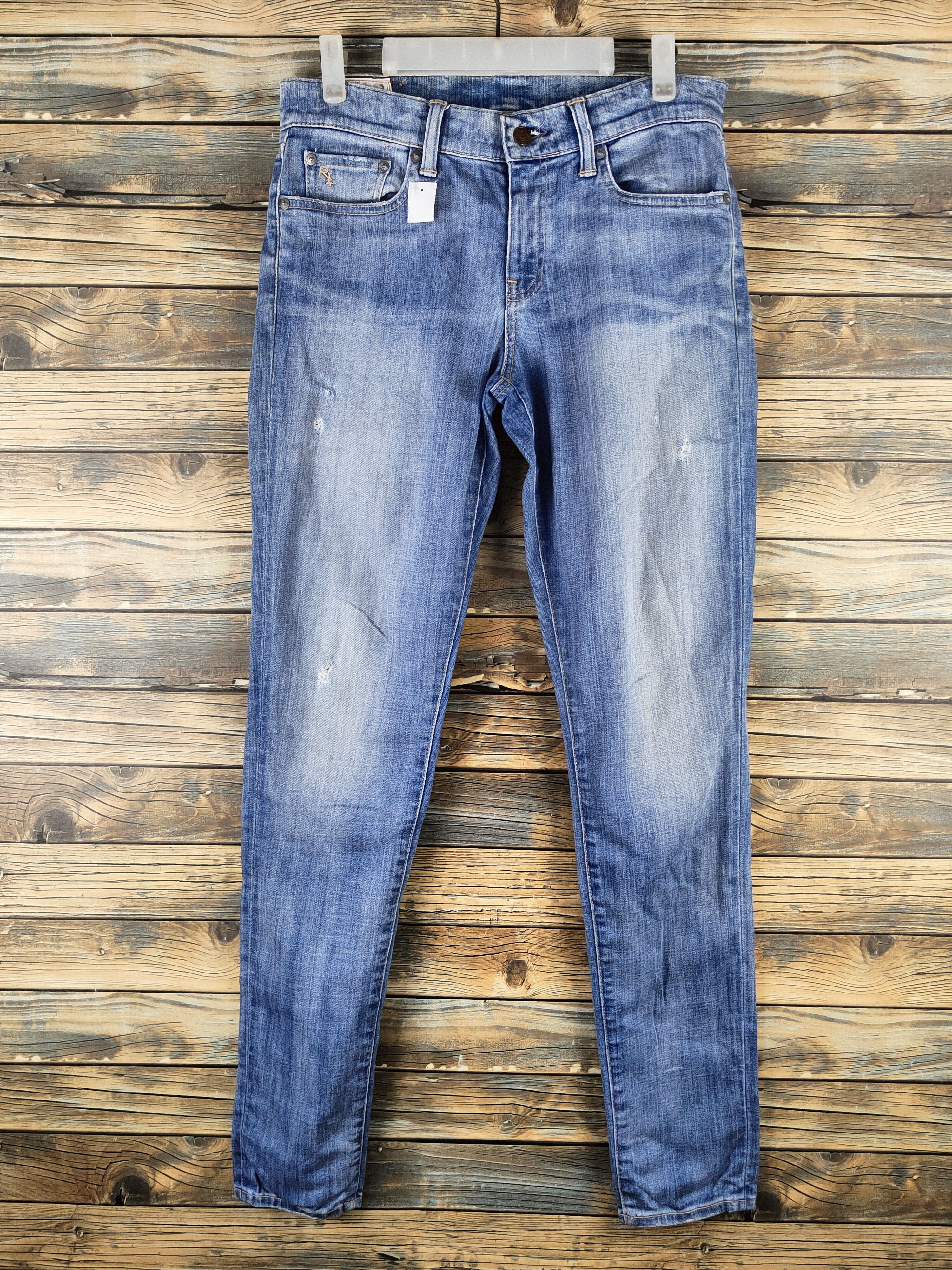 Polo Ralph Lauren Polo Ralph Lauren skinny Blue Ripped denim Jeans #46-901 Size US 31 - 1 Thumbnail