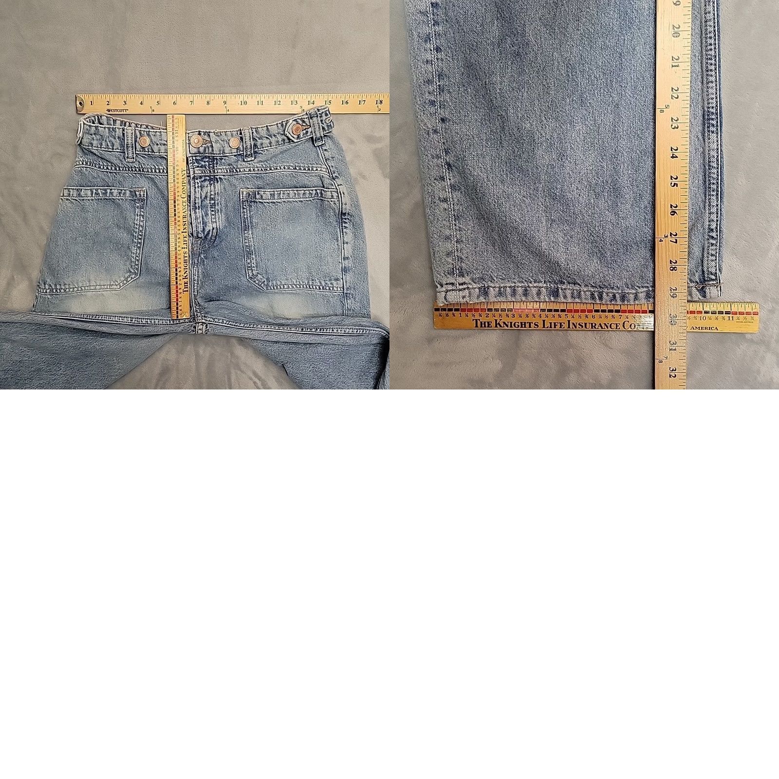 Vintage We The Free Women Jeans Sz 28 Blue Denim Wide-Leg Retro Y2K 90s Button Fly Pants Size 28" / US 6 / IT 42 - 8 Thumbnail