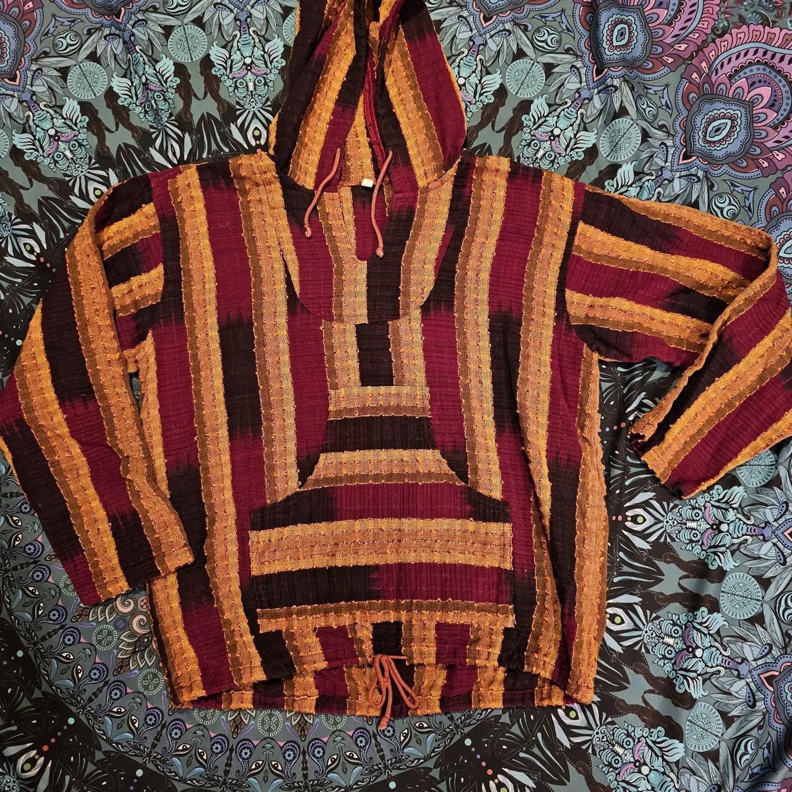 Designer Boho Hooded Long Sleeve Pullover Size L / US 10 / IT 46 - 1 Thumbnail