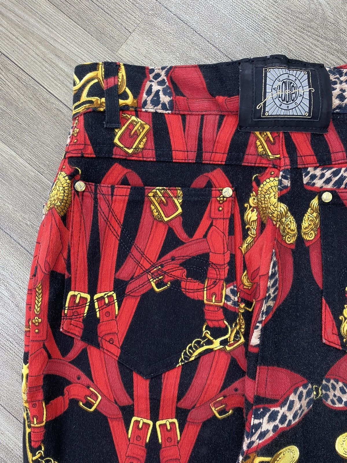 Japanese Brand Vintage Laurel Baroque Equestrian Chanis Scarf Print Pants Size US 27 - 15 Thumbnail