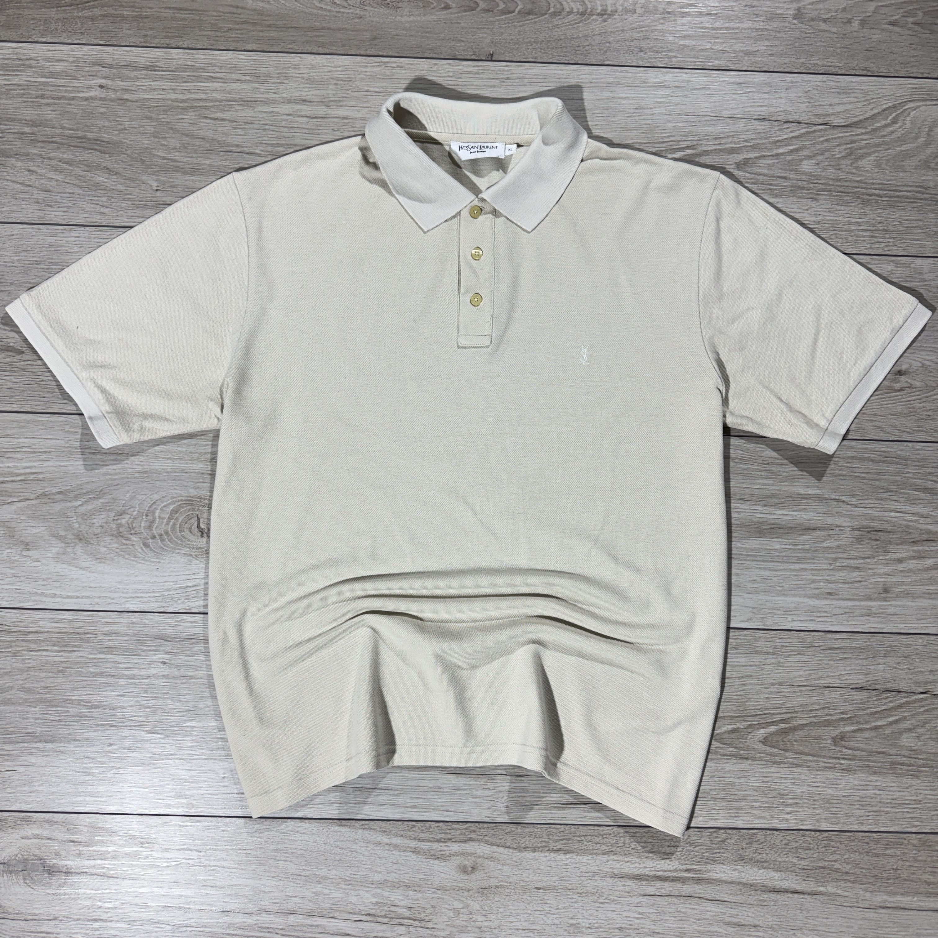 Yves Saint Laurent Vintage Yves Saint Laurent YSL Beige Pique Polo Shirt Size US XL / EU 56 / 4 - 2 Thumbnail