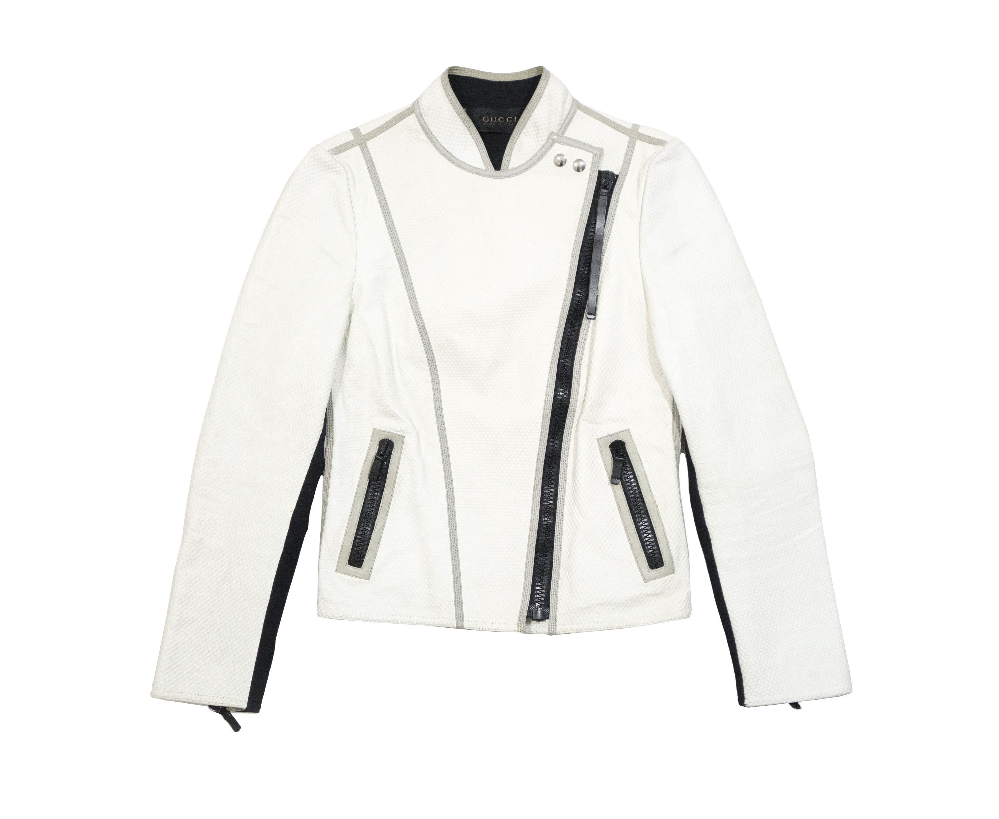 Gucci Runway Resort 2010 Embossed Leather Biker Moto Jacket Size S / US 4 / IT 40 - 1 Thumbnail