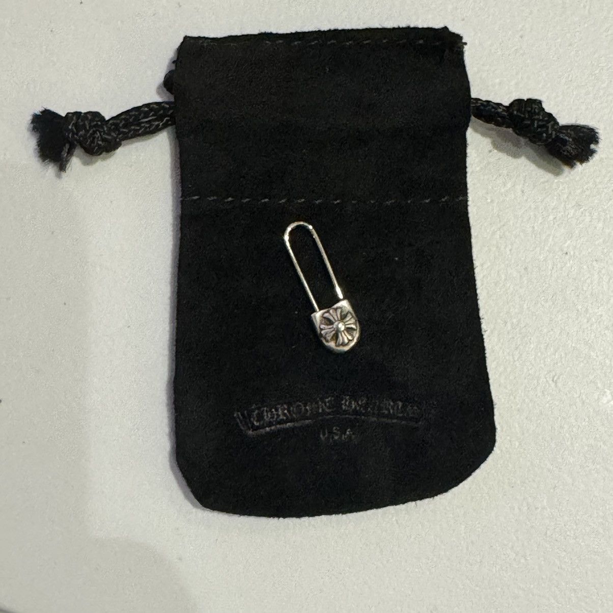 image of Chrome Hearts Safety Pin Earring in Silver, Men's