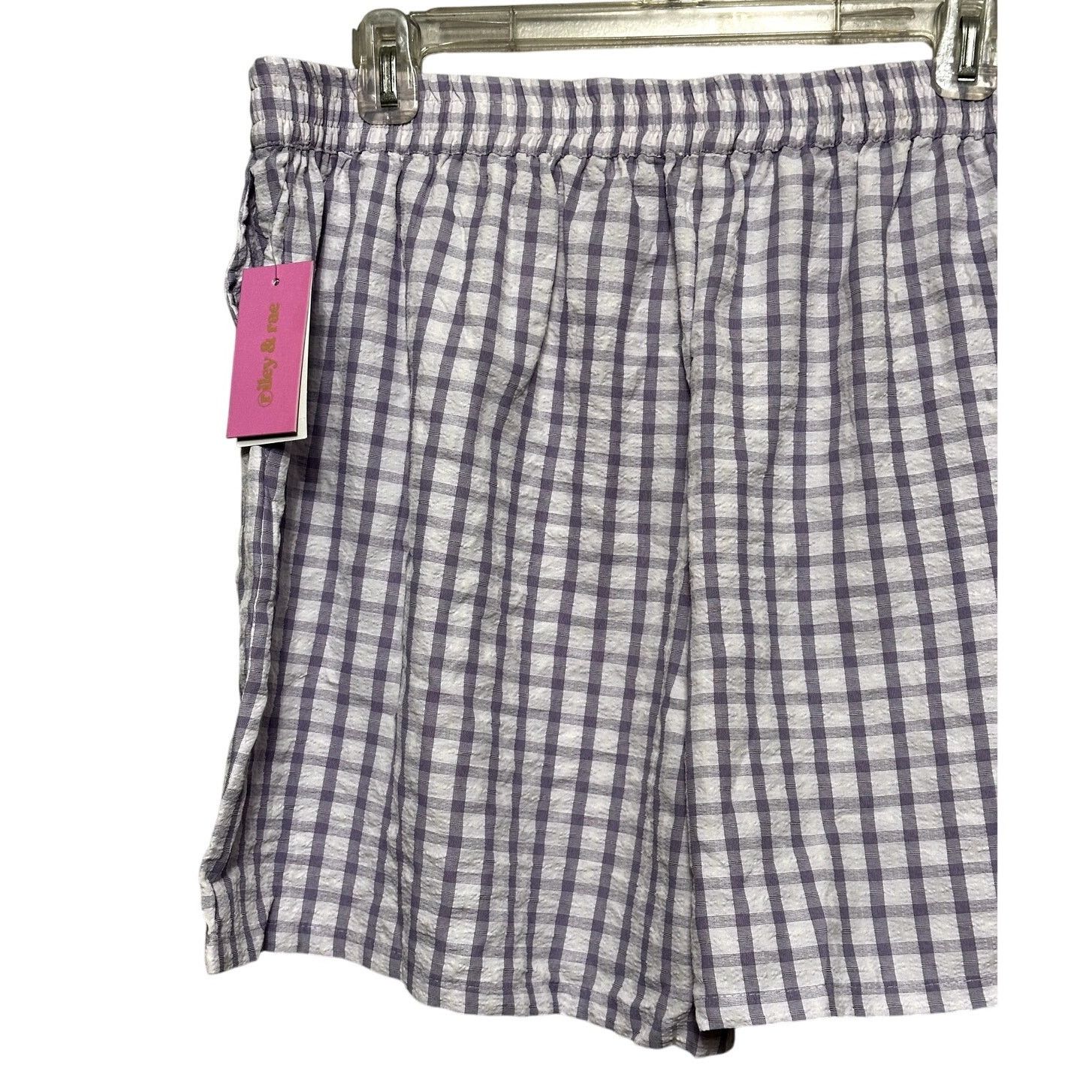 Other Riley & Rae Pull On Shorts Checkered Pockets Purple White XL Size 35" - 5 Thumbnail