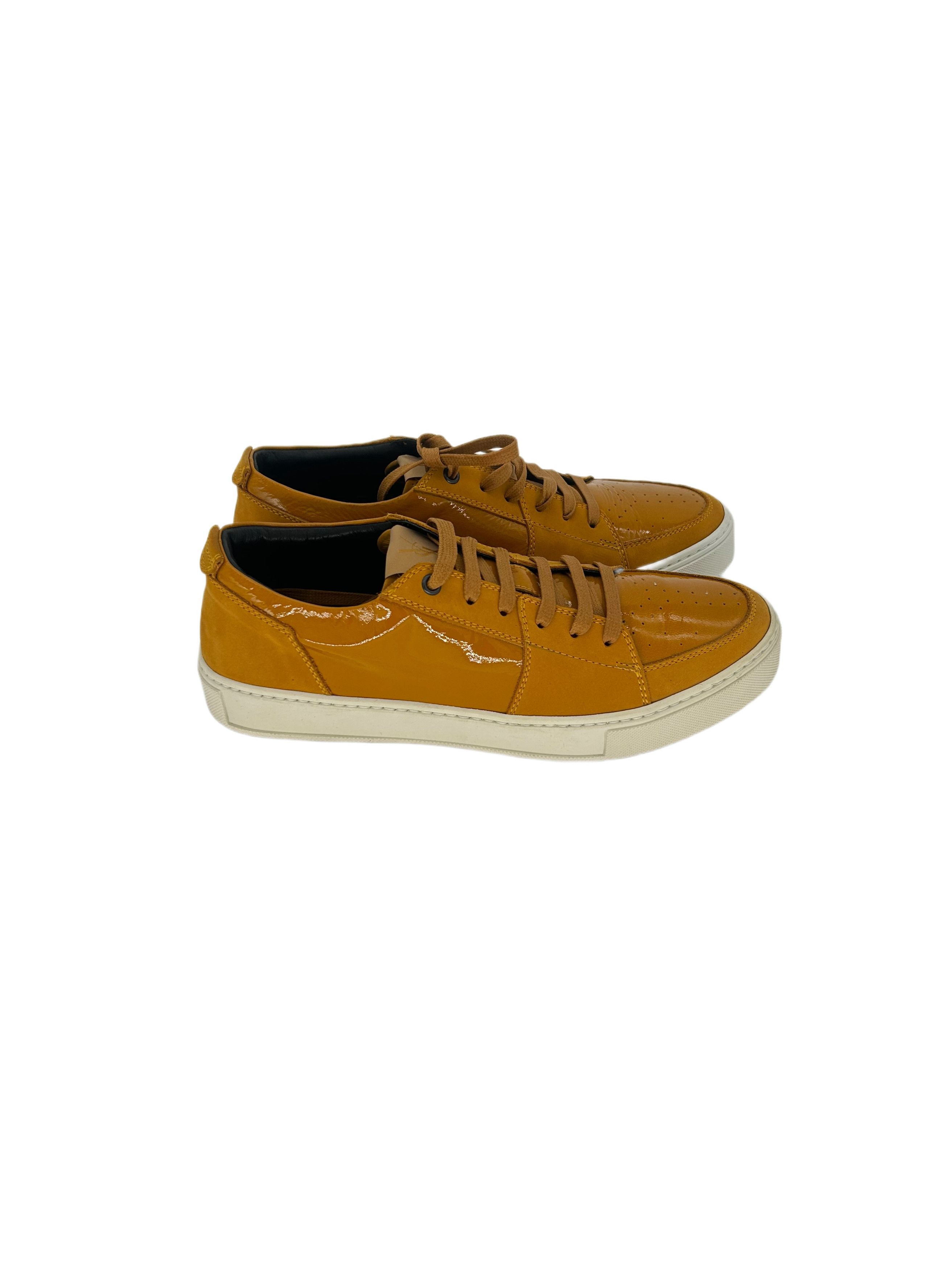Yves Saint Laurent Yellow Patent & Nubuck Trainers Size US 7 / EU 40 - 2 Thumbnail