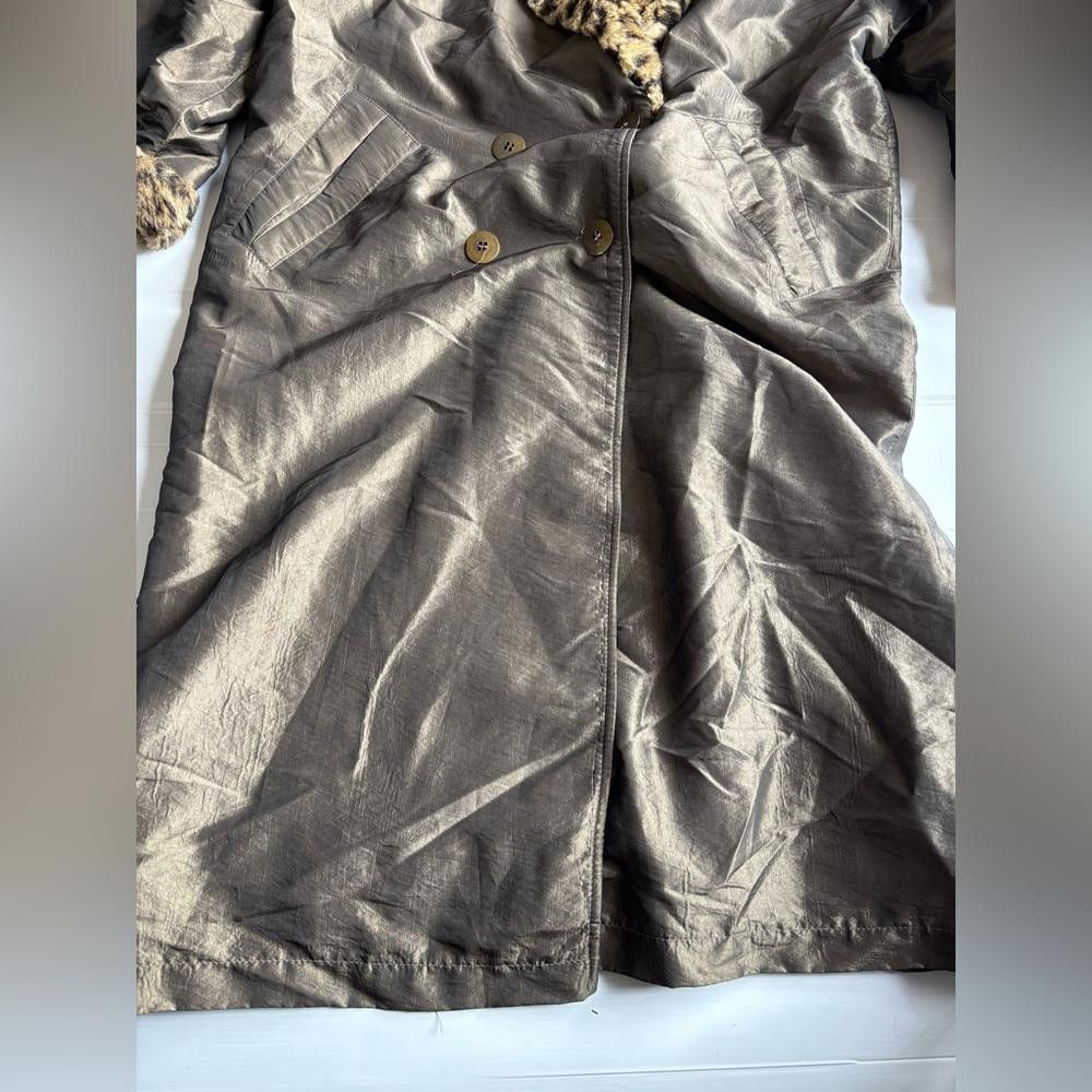 Designer Dash Vintage Green and Cheetah Print Trench Coat Size XL / US 12-14 / IT 48-50 - 2 Thumbnail