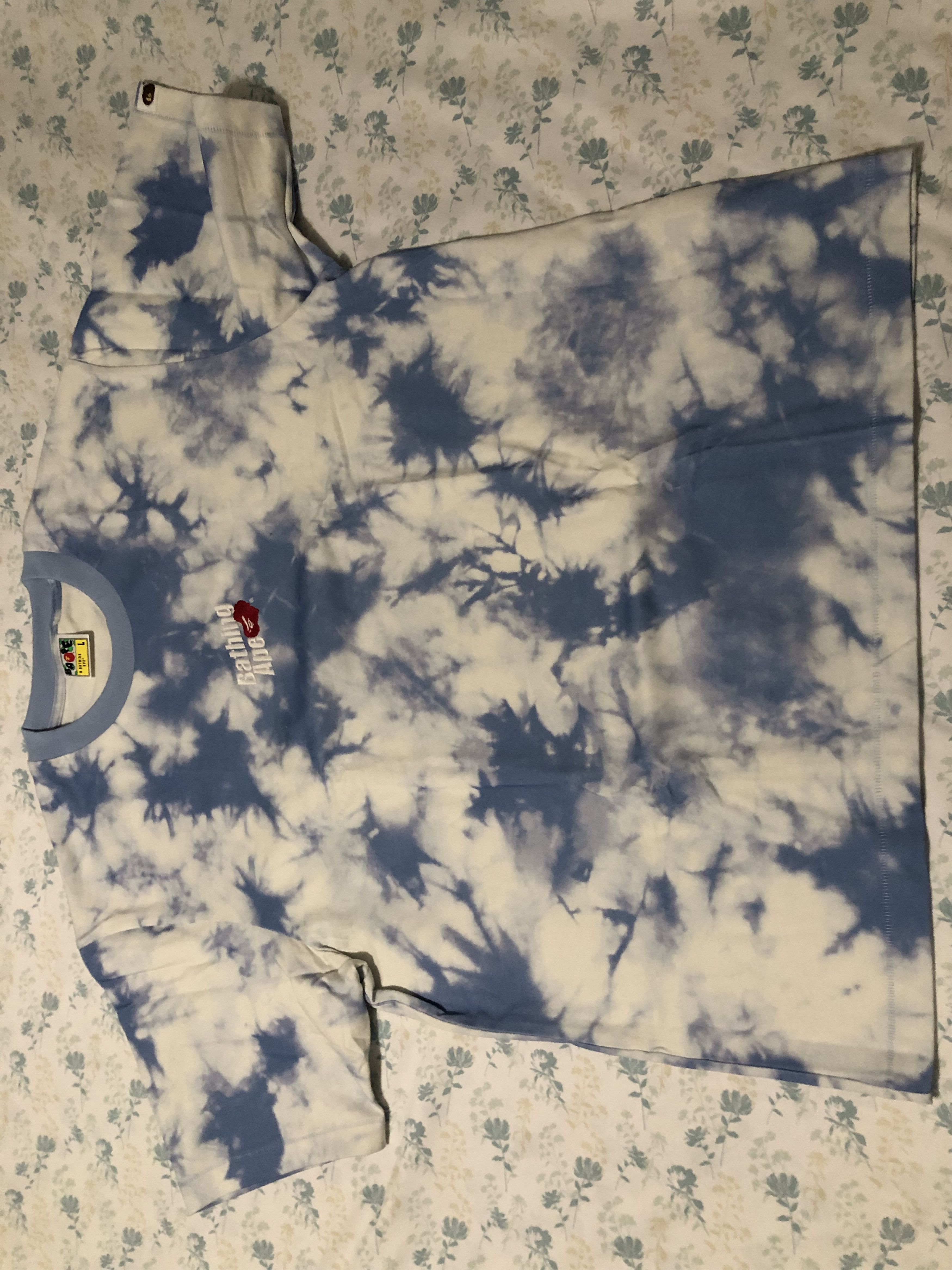 Bape Bape Cloud Head Bleach Dye Tee Blue - Large Size US L / EU 52-54 / 3 - 5 Thumbnail