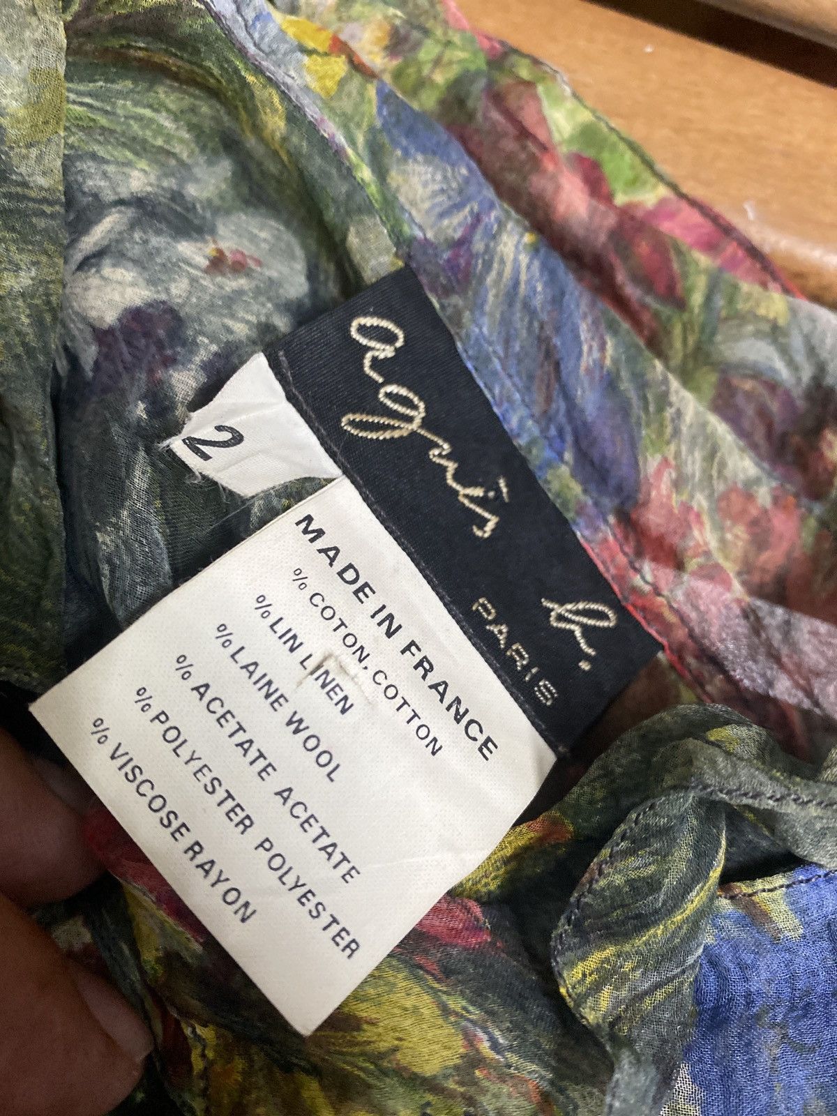 Vintage × agnes b. Vintage 80s AGNES B Silk Polyester Anorak Floral SHIRT Size US M / EU 48-50 / 2 - 8 Thumbnail