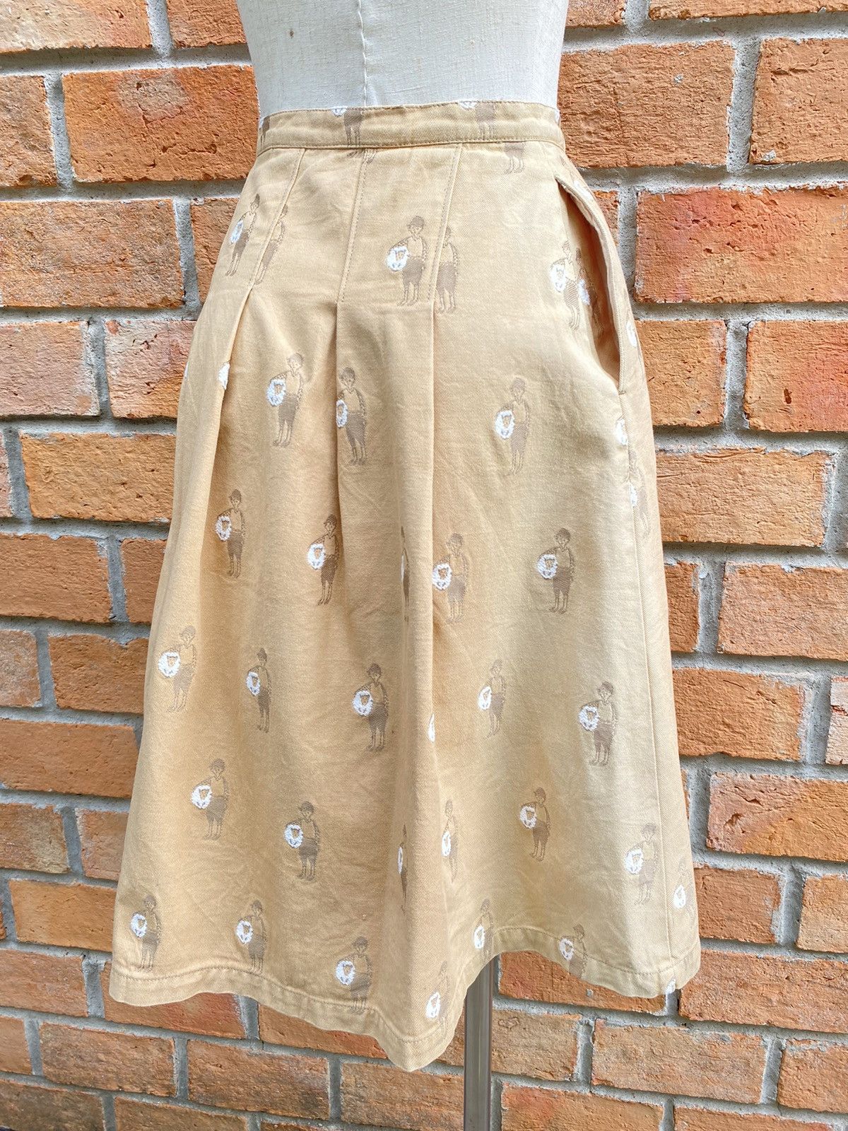 Ne-Net Né-net Beige A-Line Skirt with Embroidered Figure Pattern Size 26" / US 2 / IT 38 - 6 Thumbnail