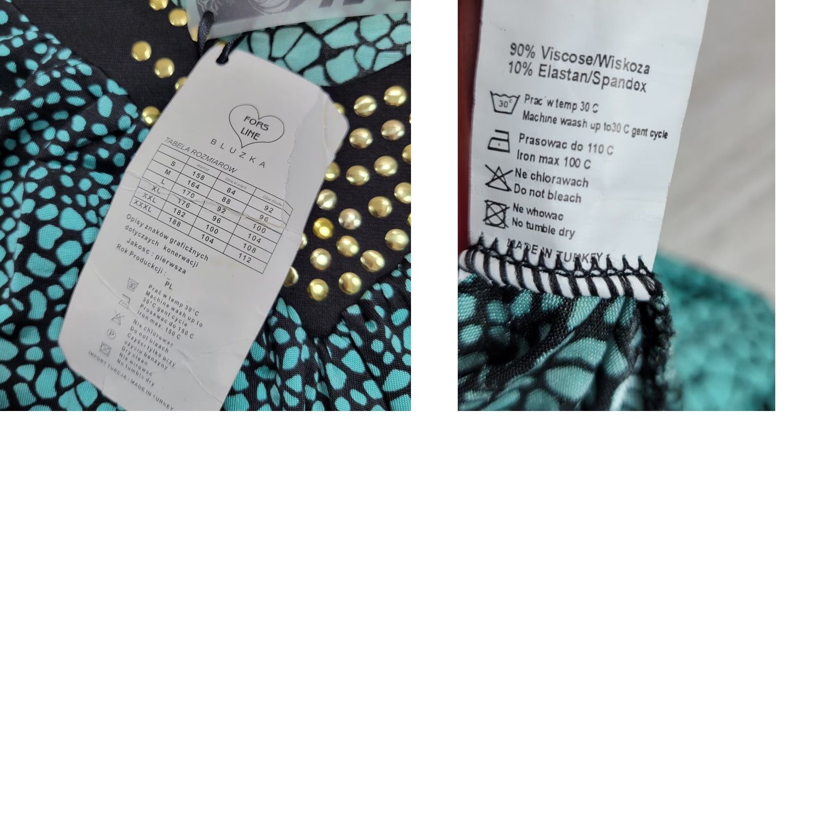 Vintage Fors Line Turquoise Black Bodycon Dress Embellished Collar Cocktail Sz 1 NWT Womens Short Sleeve Viscose Spandex Rhinestone Pleated Size XS / US 0-2 / IT 36-38 - 8 Thumbnail