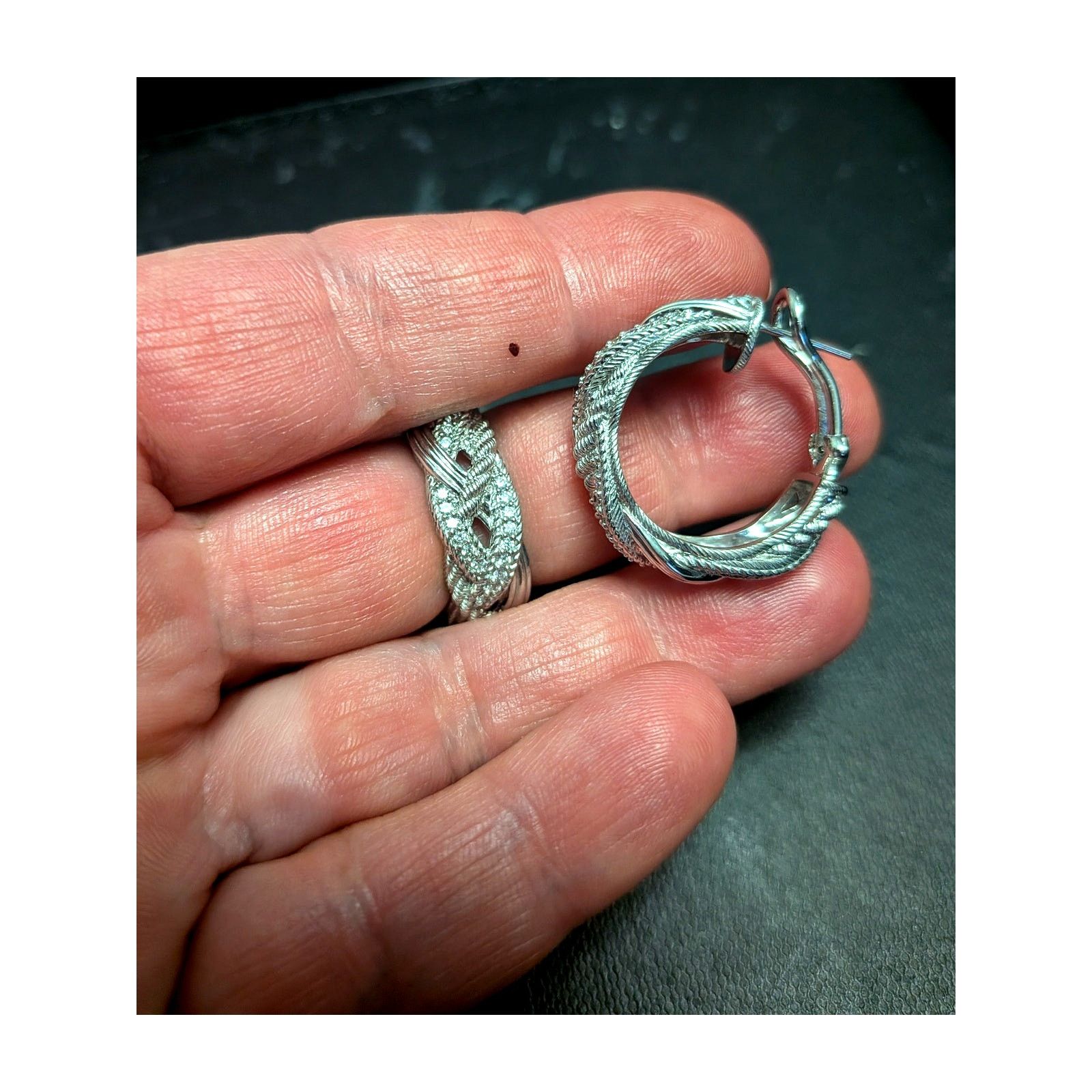 Judith Ripka Judith Ripka 925 Sterling Silver CZ Hoop Earrings 1in Size ONE SIZE - 8 Thumbnail