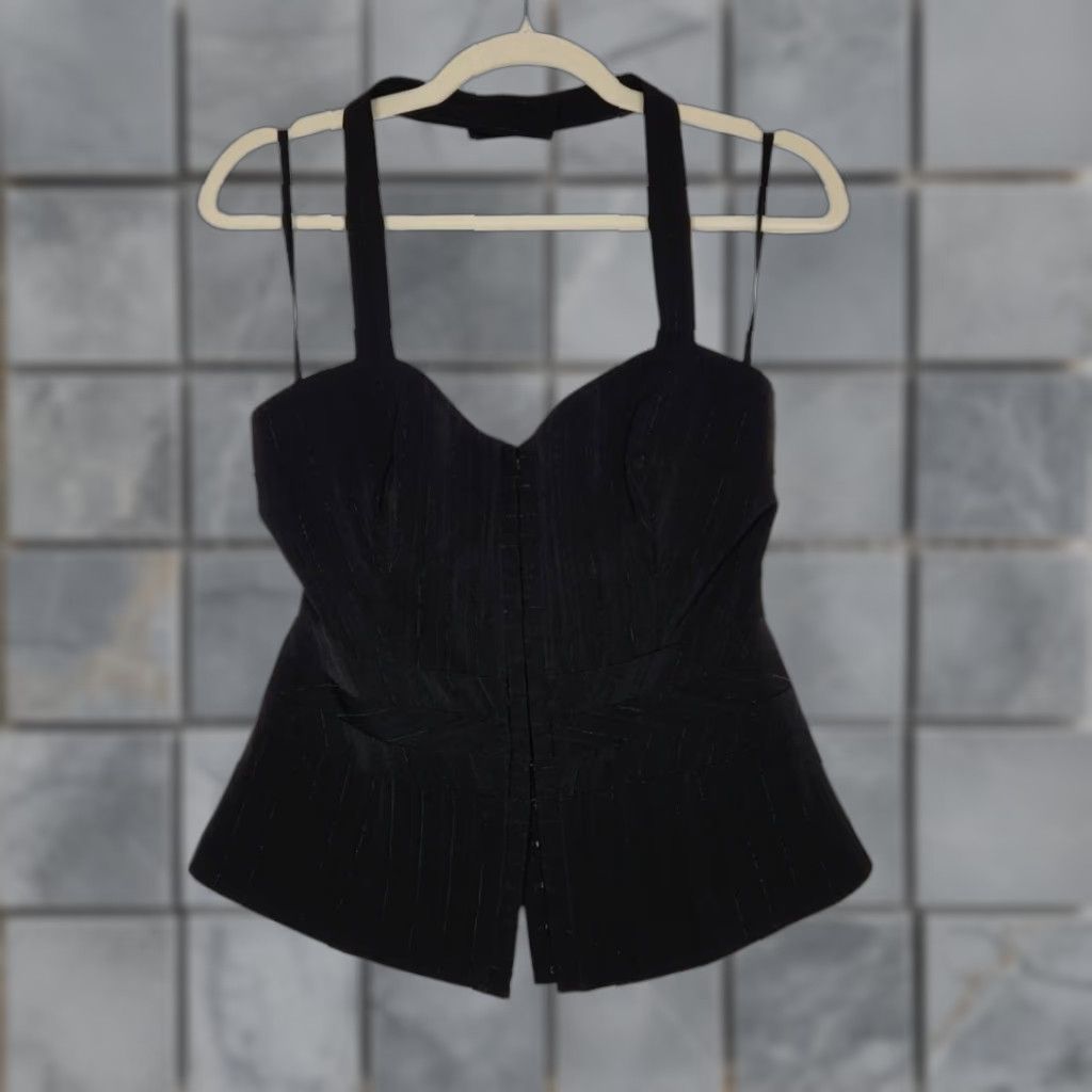 Vintage VINTAGE Arden B Tank Shirt Y2K Halter Corset Pin Stripe Black M Women Emo Punk Goth 90s 00s Classic Femininity Size M / US 6-8 / IT 42-44 - 1 Thumbnail