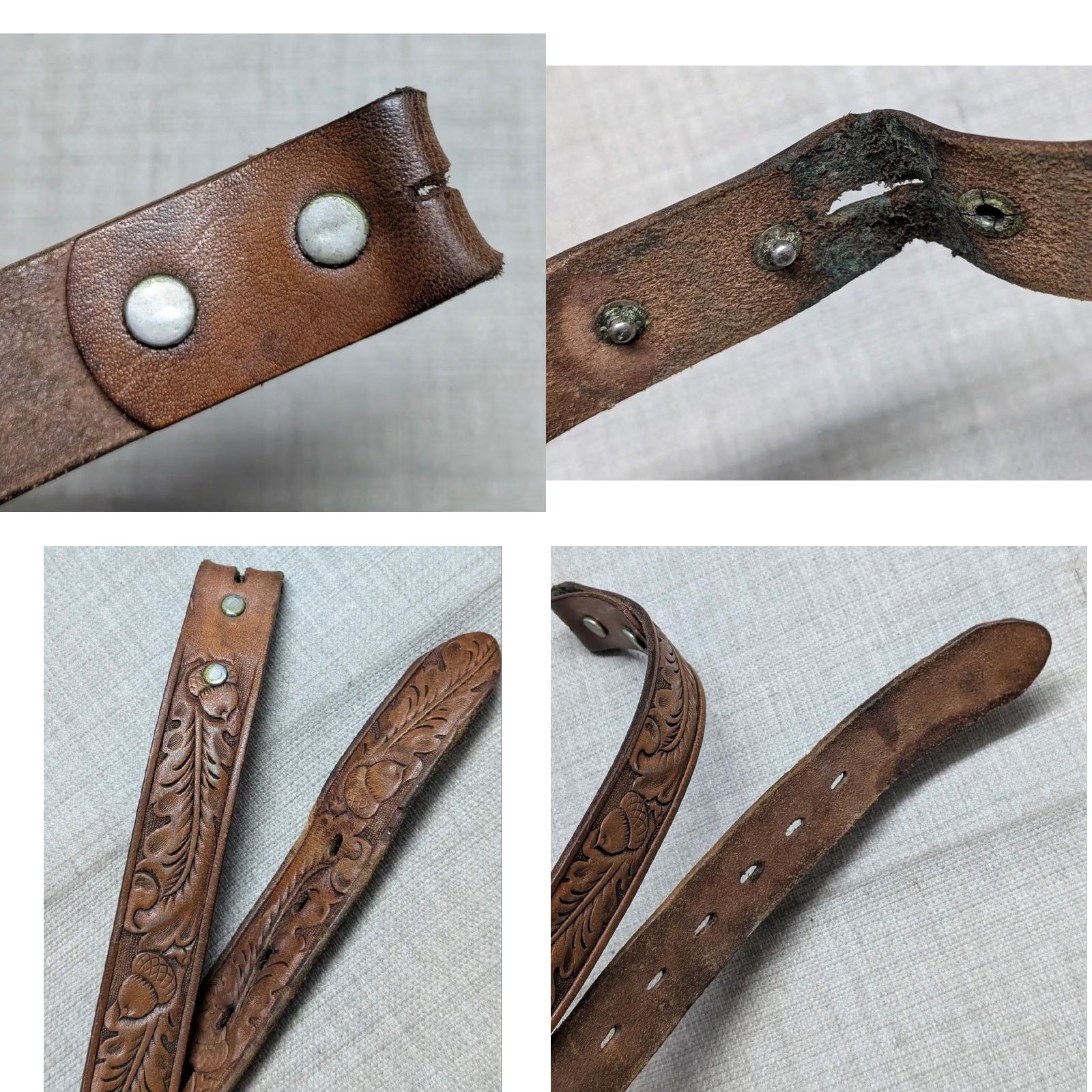 Vintage VINTAGE Acorn Western Belt - Acorn Pattern Buckle Cowhide Leather 34 Men Belt Size 34 - 8 Thumbnail