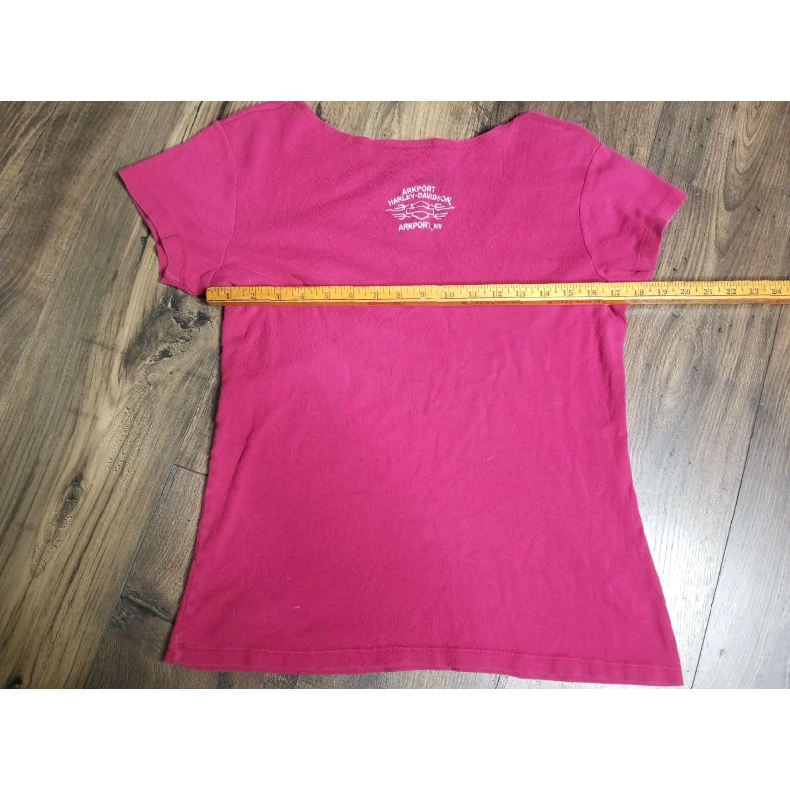 Harley Davidson Harley Davidson T-Shirt Embroidered Pink Short Sleeve Arkport New York L Womens Size L / US 10 / IT 46 - 2 Thumbnail