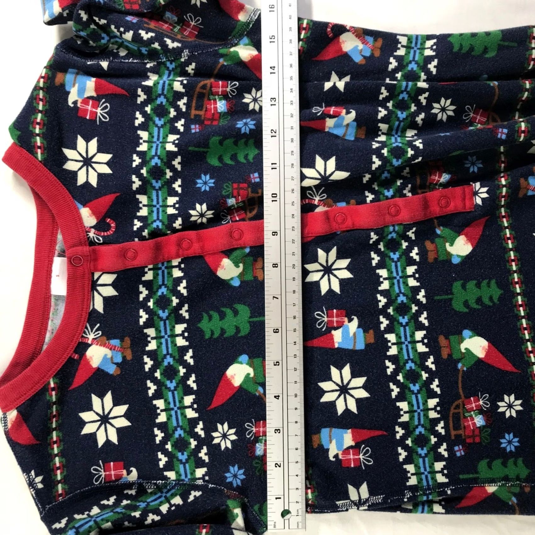 Vintage Hanna Andersson Womens Nightgown Organic Cotton Gnome Fair Isle Christmas Navy S Nightgown Dress Long Sleeve Henley Button Winter Holiday Womens Size ONE SIZE - 3 Thumbnail