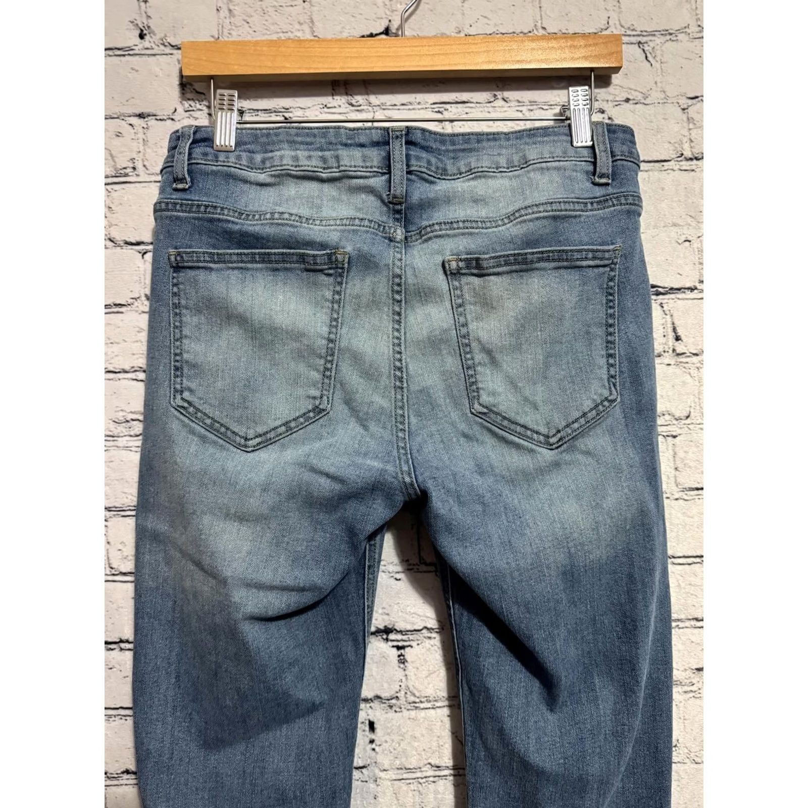 Denime Women's Jeans Distressed Blue Denim Size 29 Inseam 27 Regular Cello Jeans Button Closure Size 29" - 6 Thumbnail