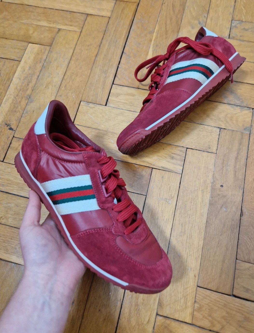 Gucci Gucci burgundy leather sneakers Size US 7.5 / IT 37.5 - 1 Thumbnail