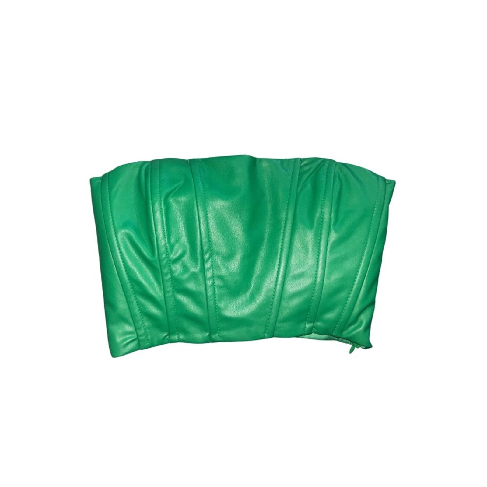 Zara Green Faux leather corset strapless top XS Smoked Y2K Chic Size XS / US 0-2 / IT 36-38 - 1 Thumbnail