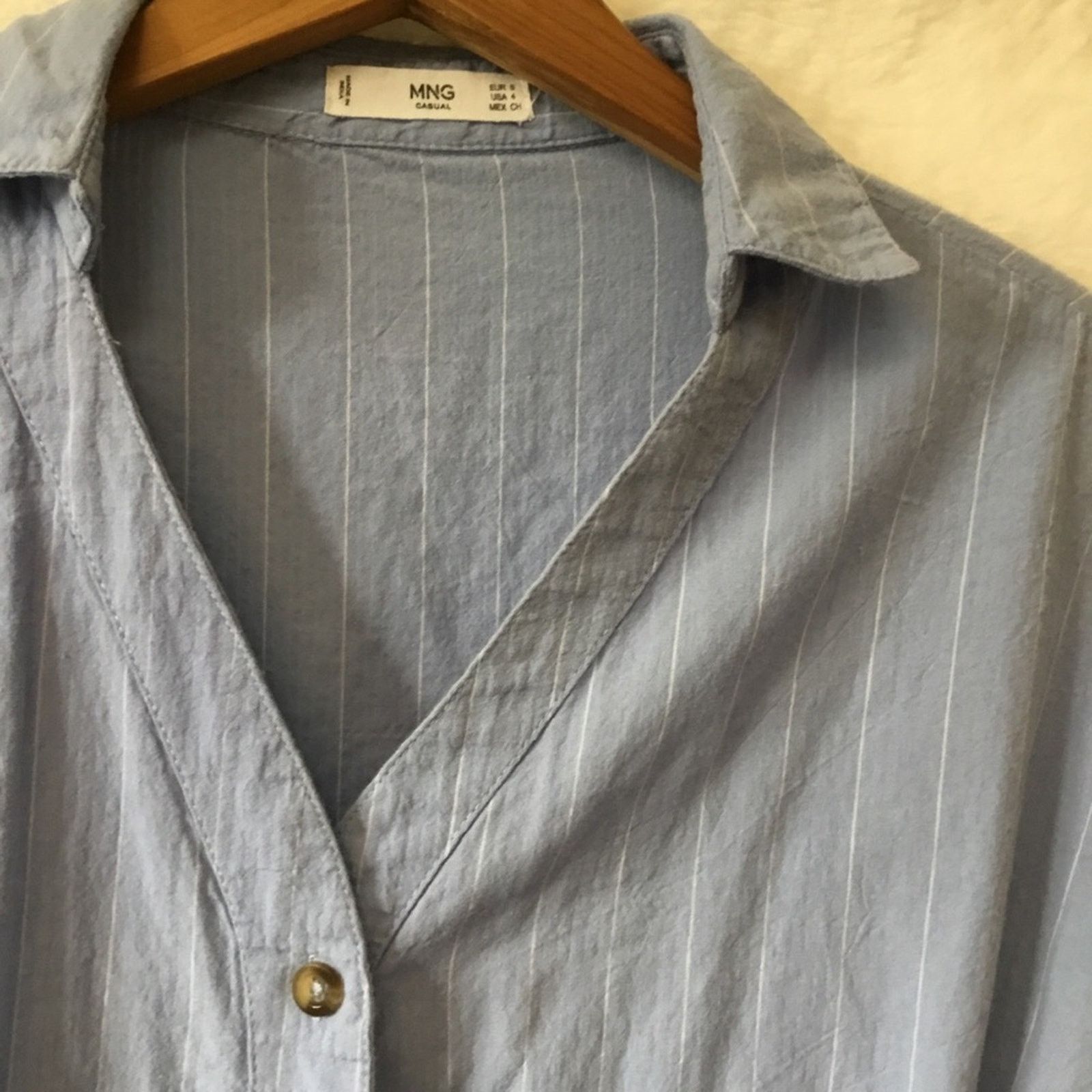 Mango MNG Blue with White Striped Button Dress Size S / US 4 / IT 40 - 8 Thumbnail
