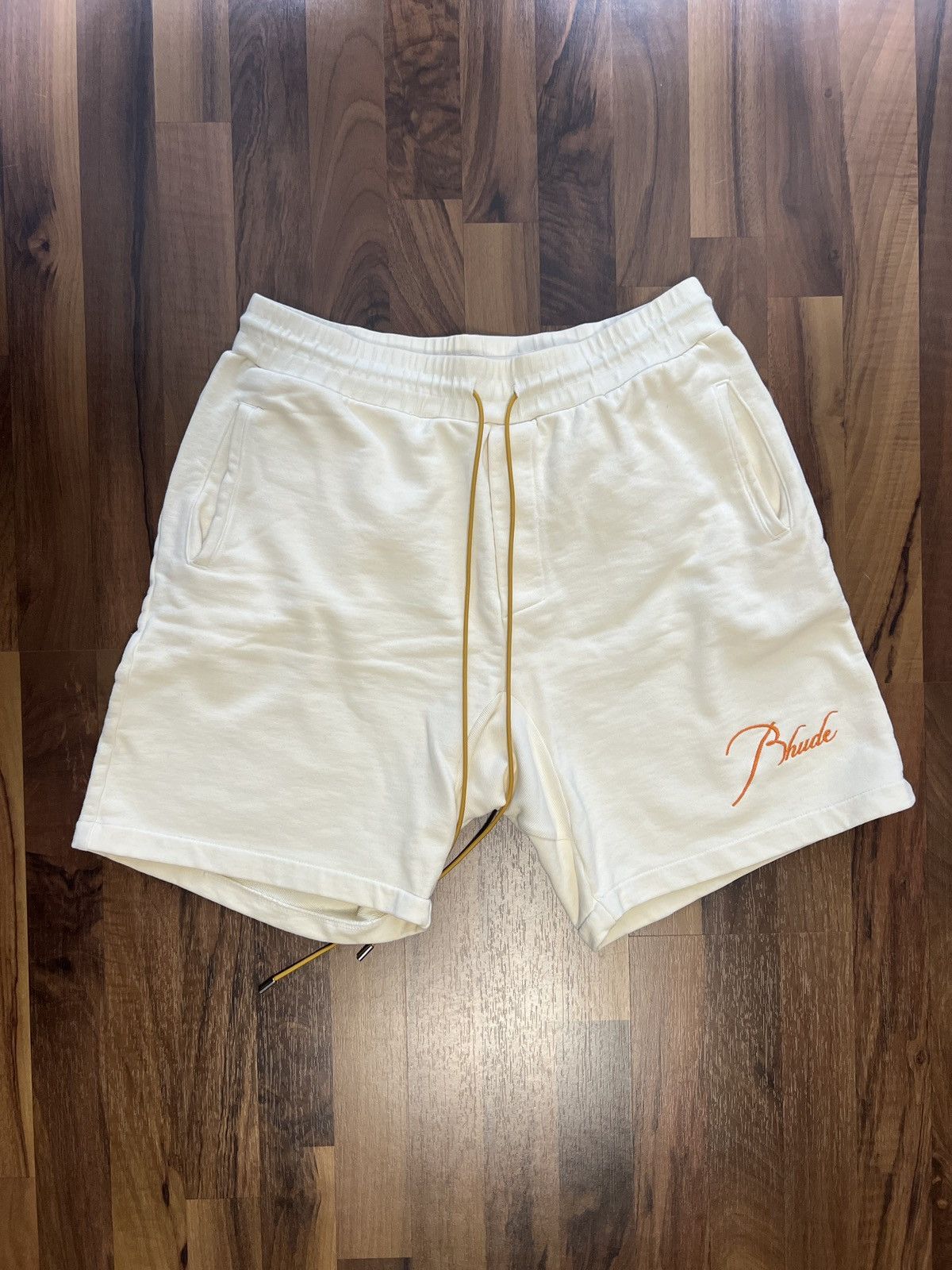 image of Rhude Cotton Shorts in Beige, Men's (Size 34)