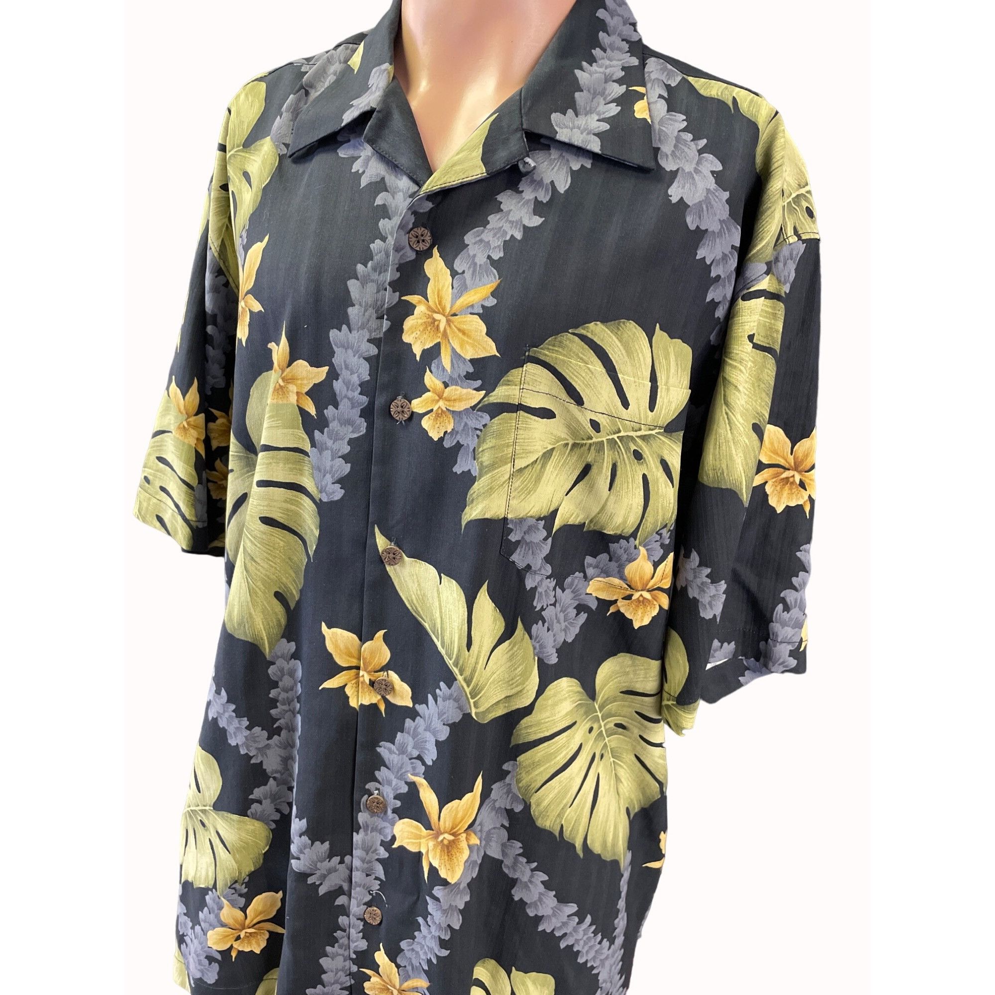 Tommy Bahama Tommy Bahama Men's Black Tropical Silk Button front Shirt Si Size US L / EU 52-54 / 3 - 2 Thumbnail