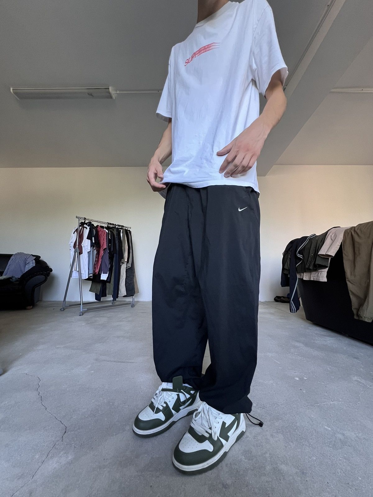 Nike × Vintage Vintage Nike buggy track pants black nylon swoosh Size US 33 - 9 Thumbnail