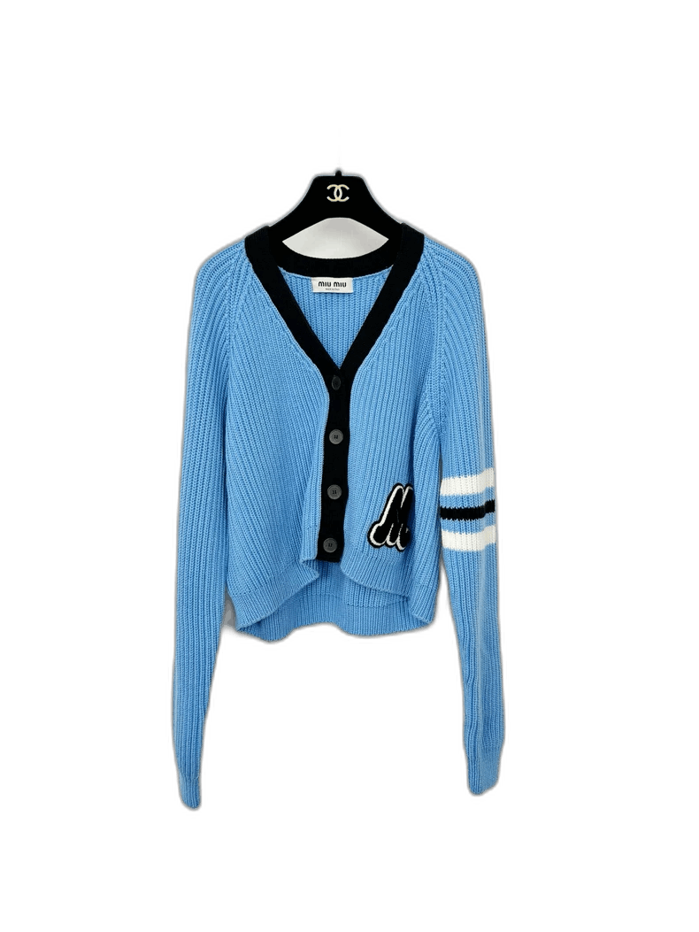Prada Miu Miu Blue Knit Cardigan, Nearly New Size M / US 6-8 / IT 42-44 - 1 Thumbnail