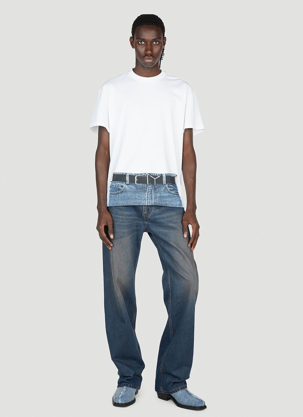 Jean Paul Gaultier × Y/Project White Trompe L'oeil Belt T-Shirt Size US S / EU 44-46 / 1 - 4 Thumbnail