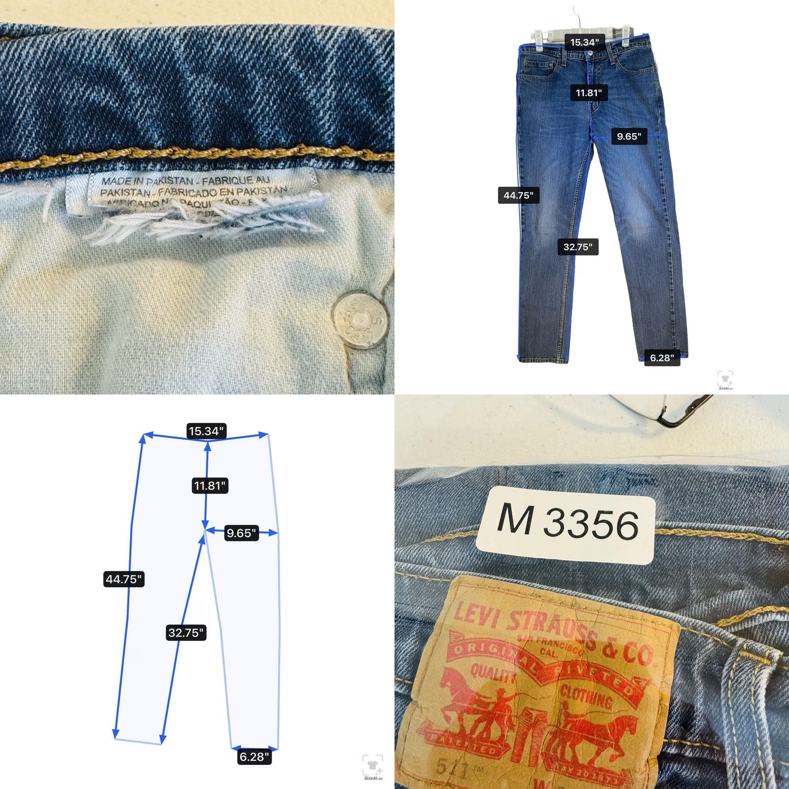 Levi's Levi's 511 Jeans Mens 32x32 Blue Medium Wash Slim Straight Leg Denim Zip Fly Size US 32 / EU 48 - 8 Thumbnail