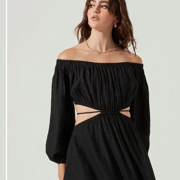 ASTR The Label Astr The Label Black Cassian Off-The-Shoulder Cutout Dress Size XS / US 0-2 / IT 36-38 - 6 Thumbnail