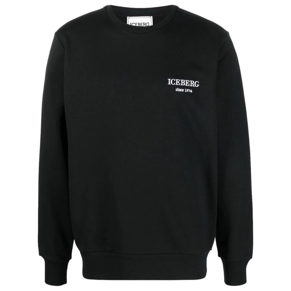 image of New Iceberg Mens Black Heritage Jersey Sweatshirt (Size XL)