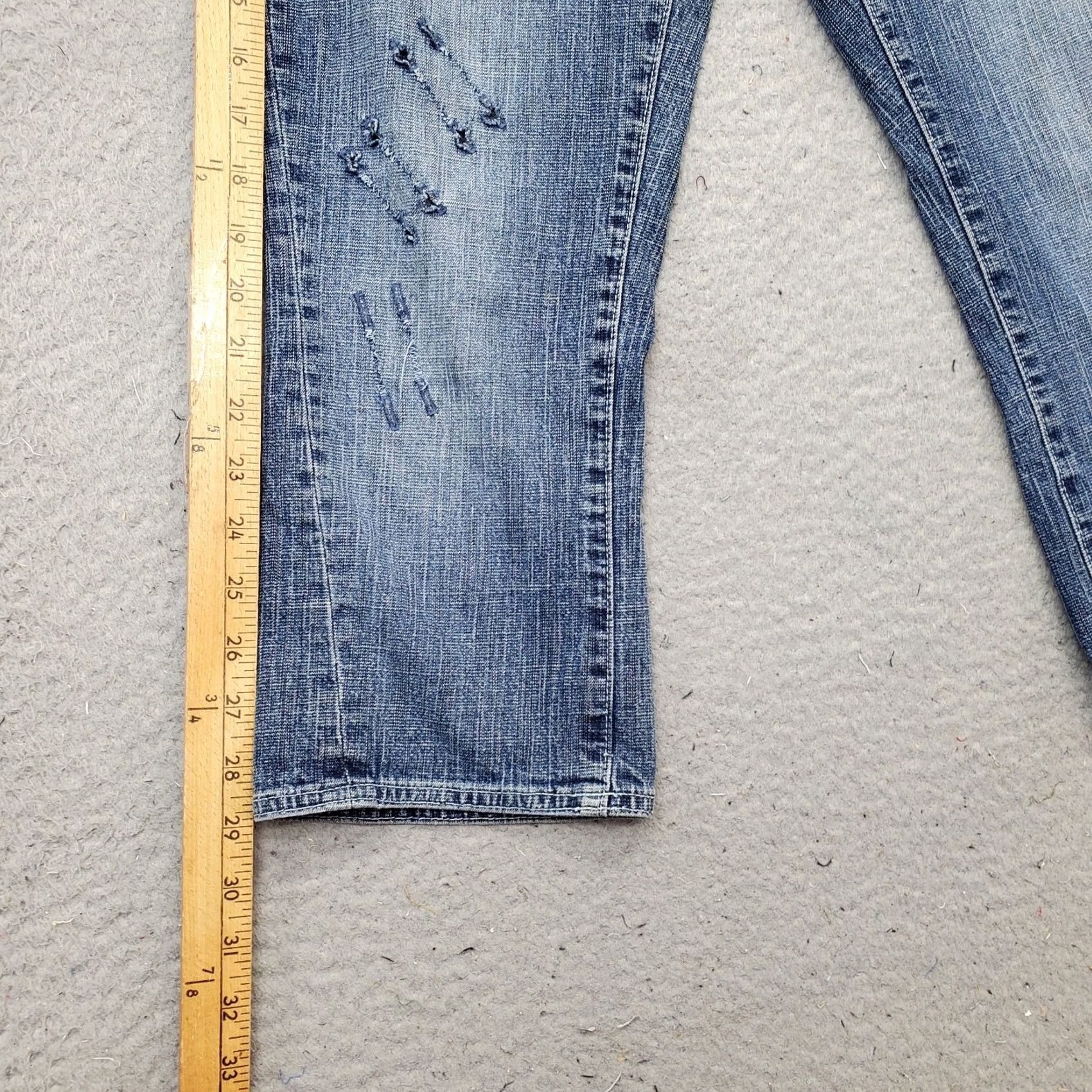 Pepe Jeans Pepe Jeans London Jeans Womens 27 Blue Cropped Stretch Distressed Straight Leg Denim Size 27" / US 4 / IT 40 - 3 Thumbnail