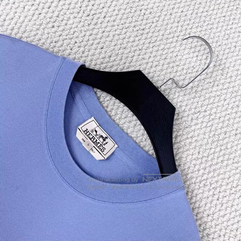 Hermes Hermes Light Blue Pocket Embroidered H Logo Short Sleeve Size US L / EU 52-54 / 3 - 3 Thumbnail