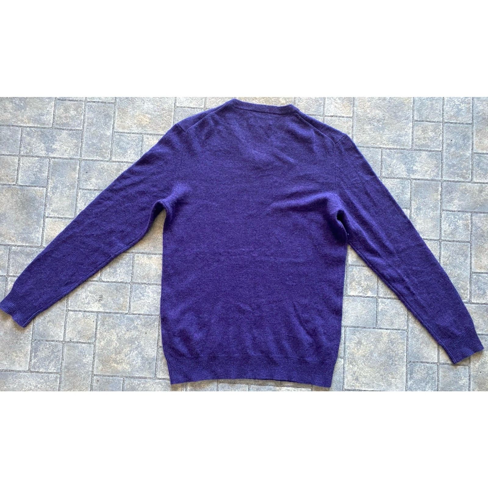 Club Room VINTAGE Club Room Luxury Shirt Womens Small 100% Cashmere Dark Purple Long Sleeve V-Neck Sweater Shirt Size S / US 4 / IT 40 - 3 Thumbnail