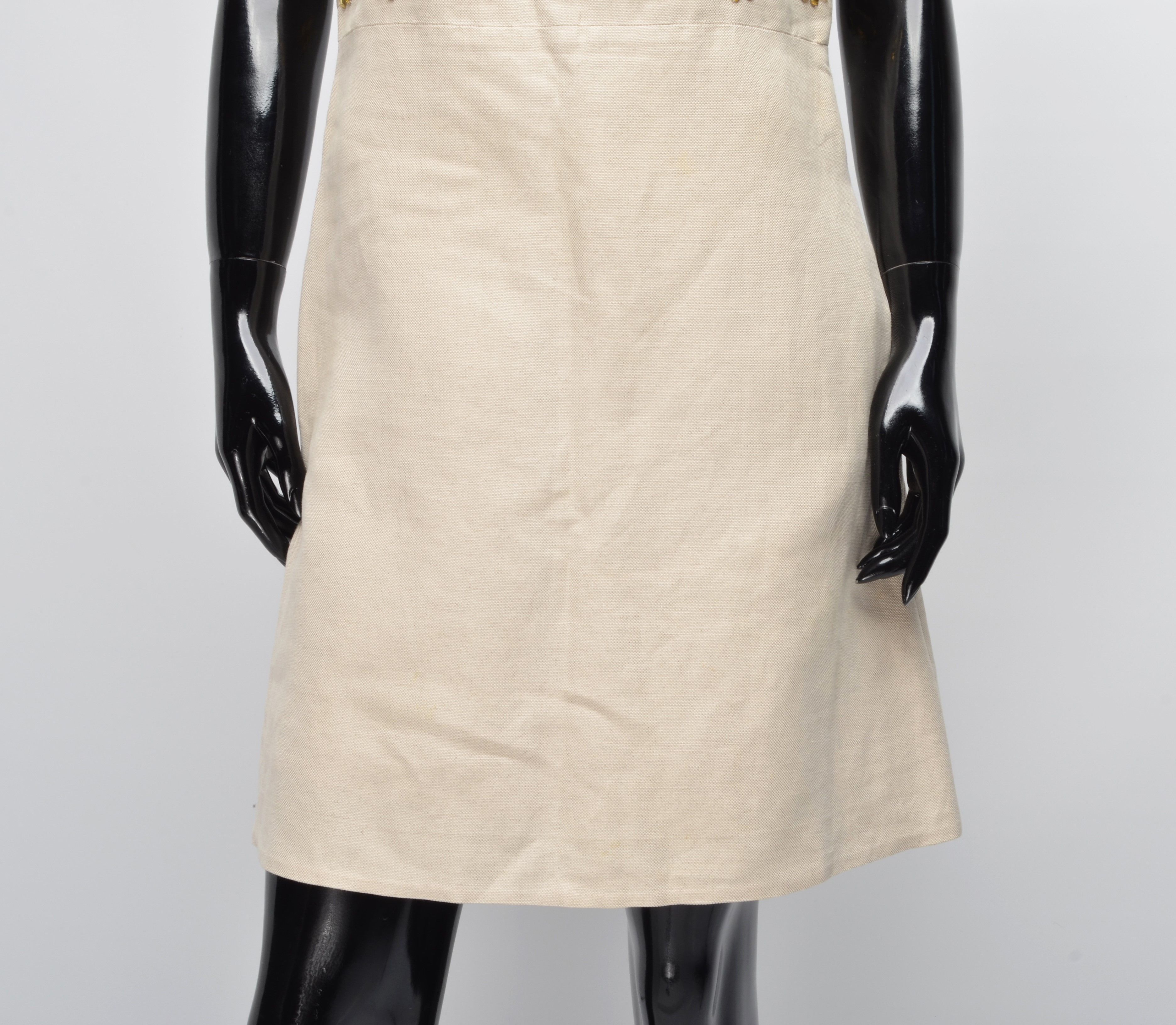 Chloe × Vintage Vintage Chloe 90's Stone Embroidered Linen Blend Dress Size S / US 4 / IT 40 - 3 Thumbnail