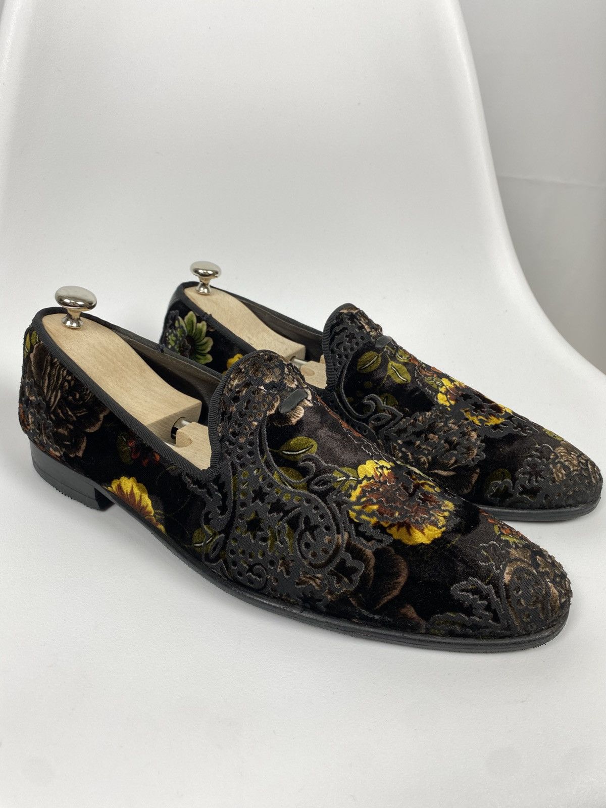 Other Re Ferdinando Italy Velour Loafers Embroidered Baroque 43 Size US 10 / EU 43 - 1 Thumbnail