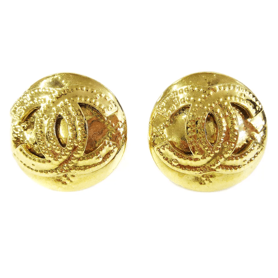 Chanel CHANEL CC Logos Button Motif Earrings Gold-Tone Size ONE SIZE - 5 Thumbnail