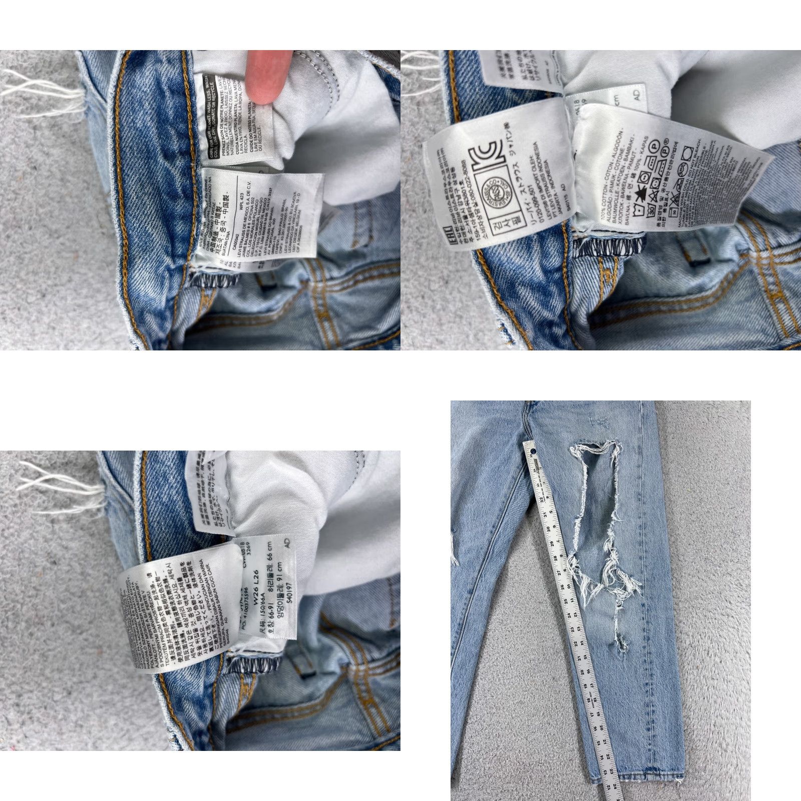 Levi's Levi's Jeans Women Blue Denim Wedgie Fit 500 Series Straight Button 26 Regular 5-Pocket Distressed Vintage No N/A Size 26" / US 2 / IT 38 - 8 Thumbnail