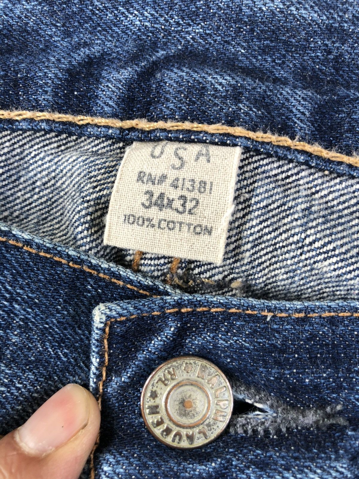 RRL Ralph Lauren Vintage Double RL 081 Selvedge Denim Buckle Back Distressed Size US 34 / EU 50 - 21 Thumbnail