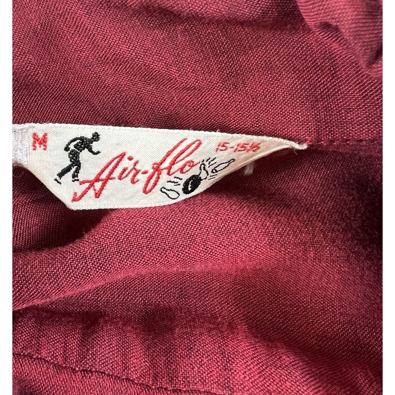 Vintage VINTAGE Air Flo Bowling Shirt Red Small Holes 1950s Cotton Blend Button Shirt M Short Sleeve Mens Size US M / EU 48-50 / 2 - 6 Thumbnail