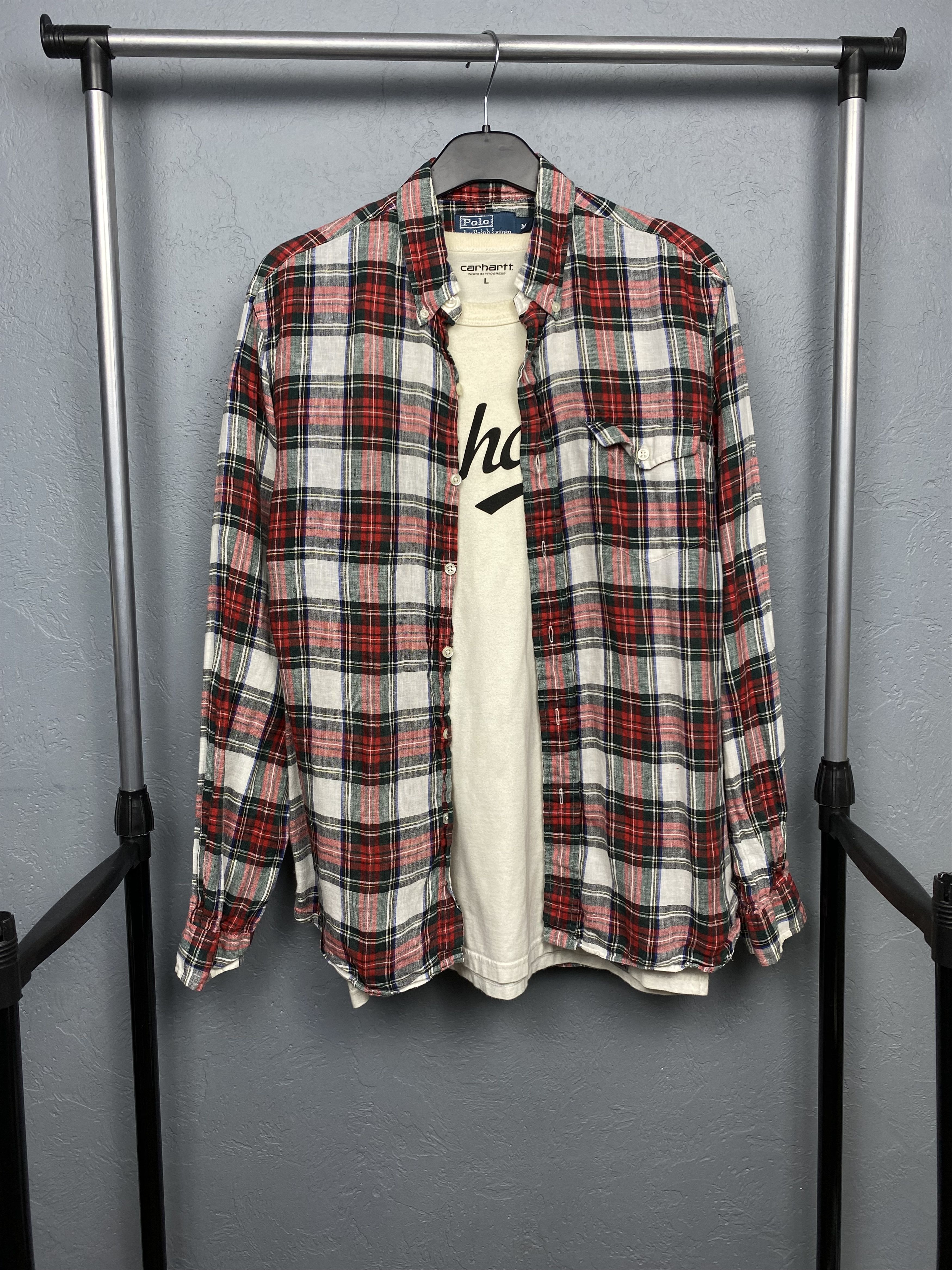 Polo Ralph Lauren × Ralph Lauren Polo Ralph Lauren Vintage Mens LINEN Plaid Shirt Size US M / EU 48-50 / 2 - 1 Thumbnail