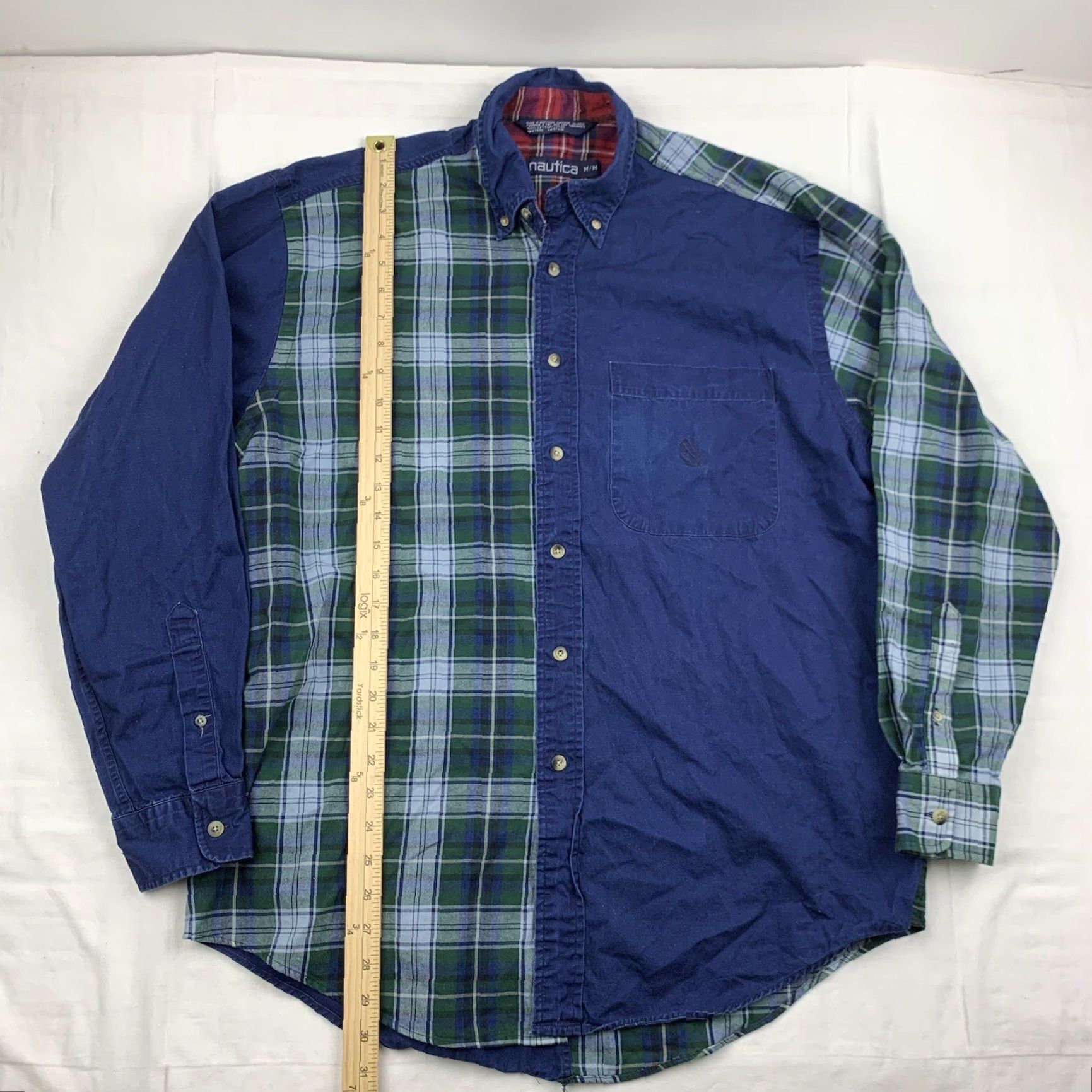 Nautica VINTAGE Nautica Button-Down Shirt Men Adult Medium Blue Plaid 90s Collared Cotton Shirt Size 40R - 5 Thumbnail