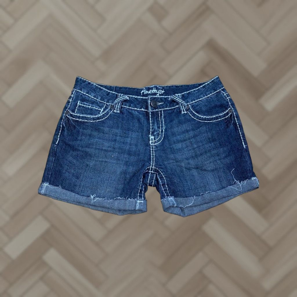 Vintage Amethyst Low Rise Cut Off Jean Shorts Juniors Size 9 Distressed #2527 Size 24" / US 00 / IT 34 - 1 Thumbnail