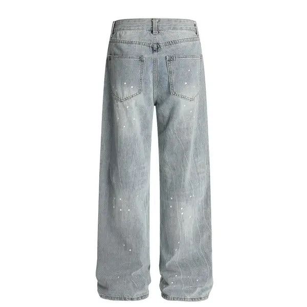 Jean American punk ink-splashed distressed washed loose jeans Size US 32 / EU 48 - 2 Thumbnail