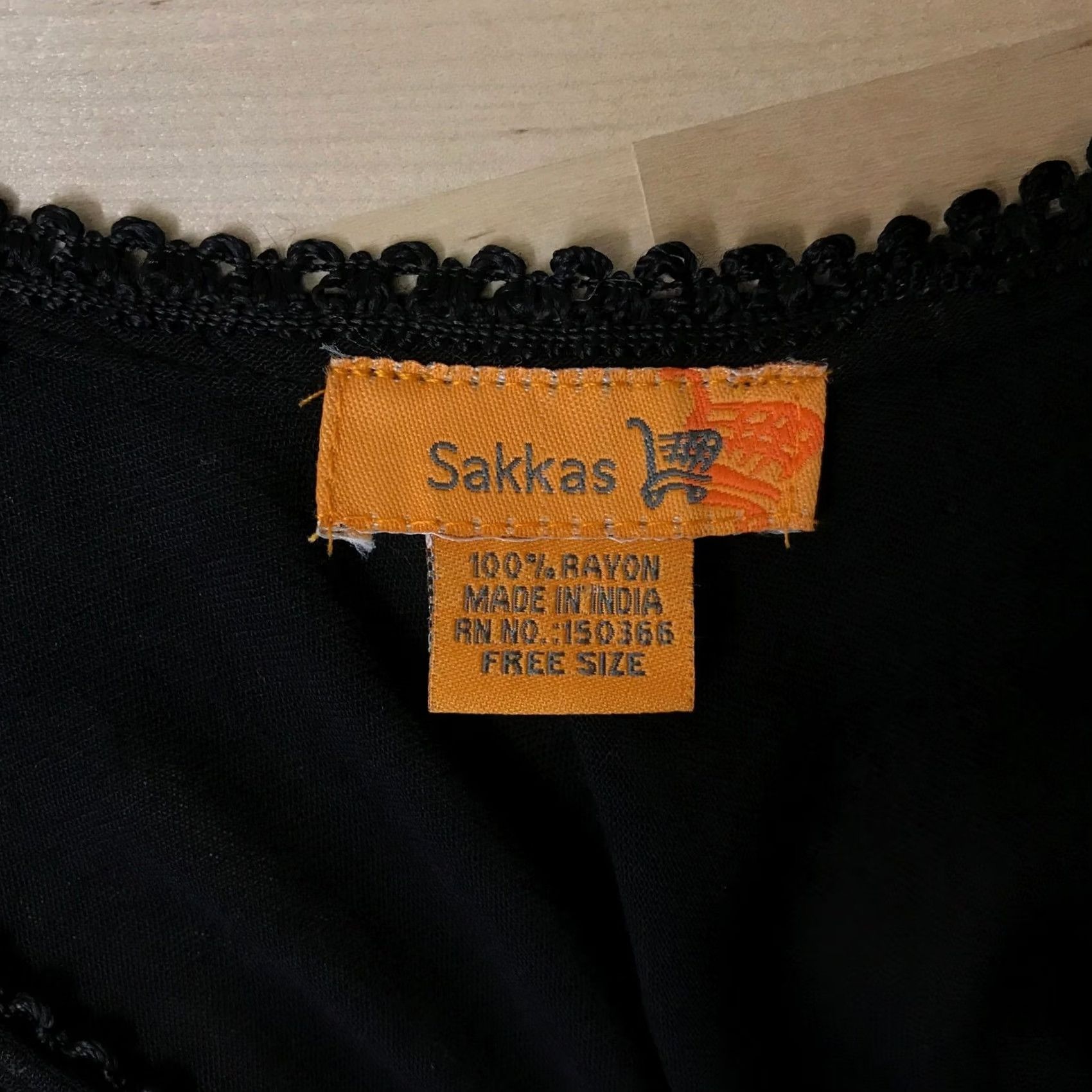 Vintage VINTAGE Sakkas Womens Black Lace Embroidered Batik Tunic Top Free Size Boho Lace-Up Shirt Womens XS? Size ONE SIZE - 7 Thumbnail