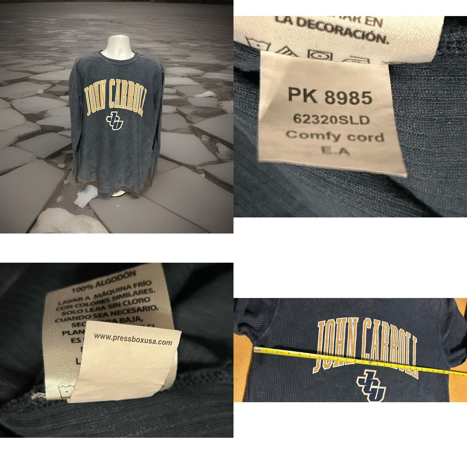 Vintage John Carroll University Pullover Ribbed Corduroy Sweatshirt Adult 2XL Navy Blue Size US XXL / EU 58 / 5 - 10 Thumbnail