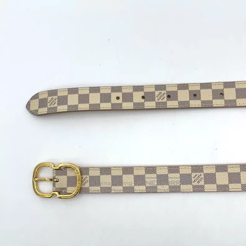 Louis Vuitton Louis Vuitton Damier Beige Checkerboard Gold Buckle Belt Size ONE SIZE - 4 Thumbnail