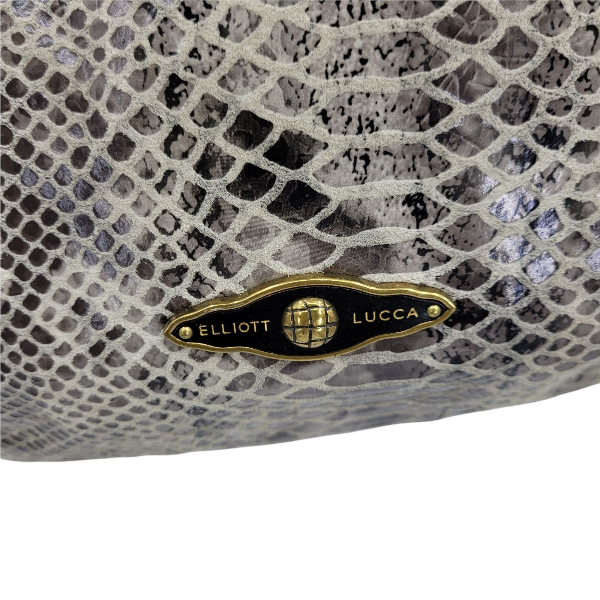 Other Elliott Lucca Leather Gray Cream Snakeskin Hobo Shoulder Bag Size ONE SIZE - 3 Thumbnail